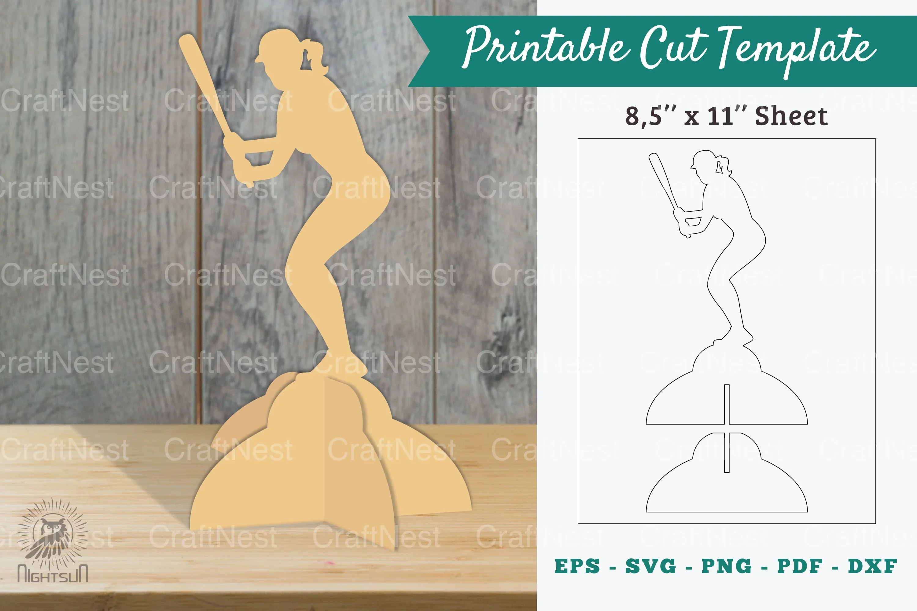 Softball Printable Cut Template Clipart Bundle
