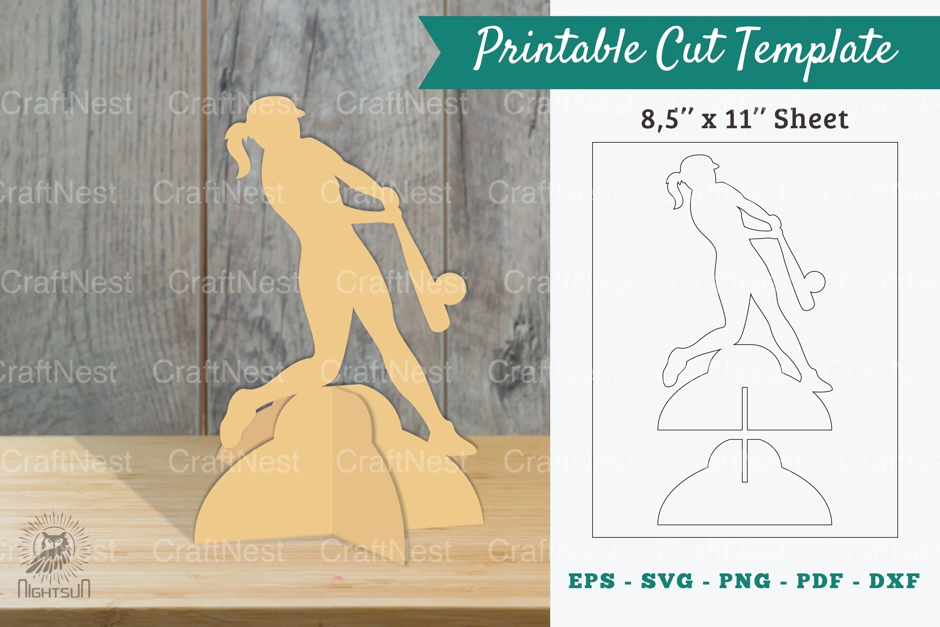 Softball Printable Cut Template Clipart Bundle
