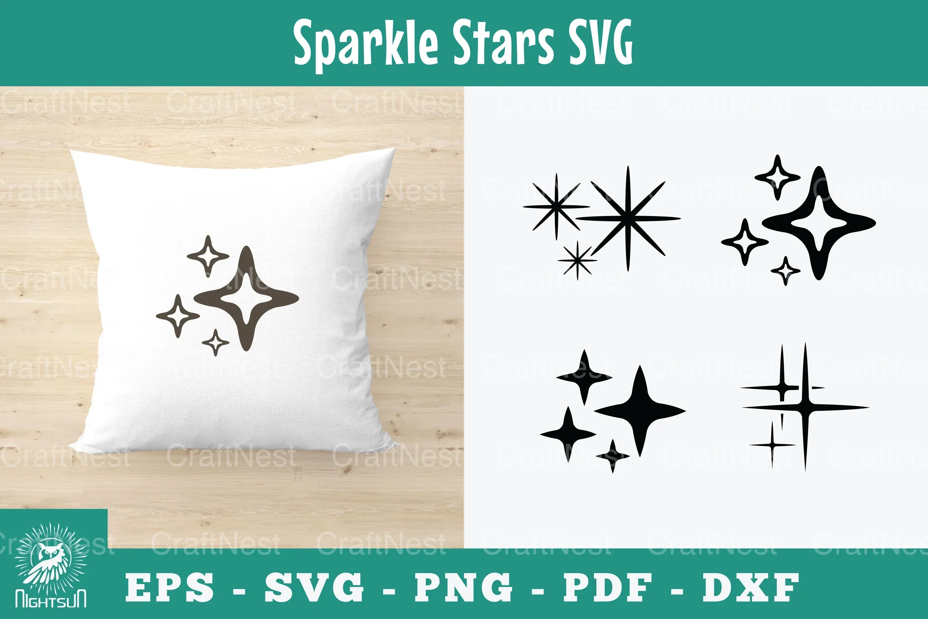 Sparkle Stars Silhouette Clipart Bundle