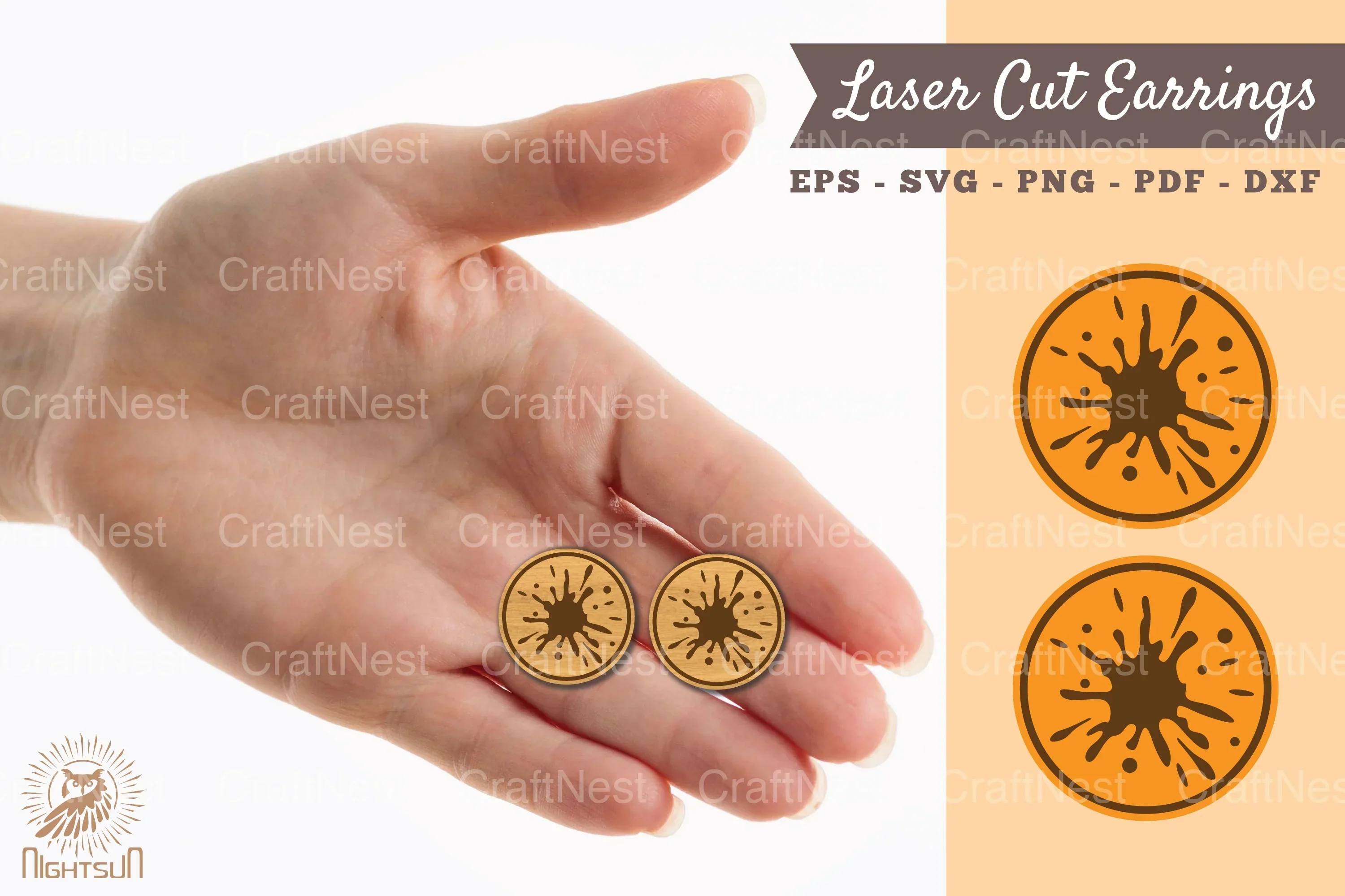 Splash Laser Cut Earrings SVG Design Bundle