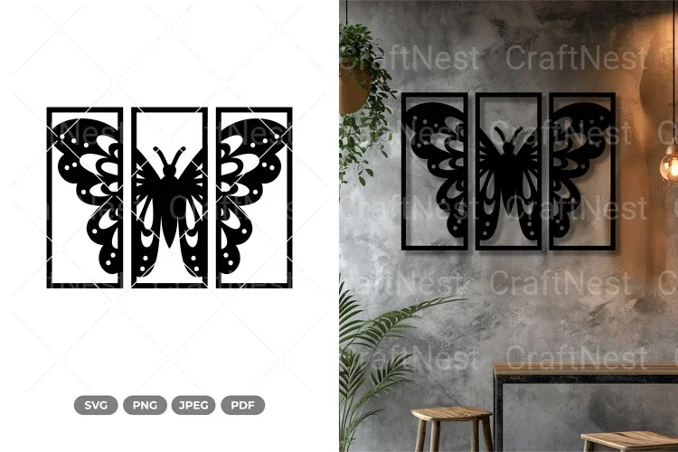 Split Butterfly Wall Decor SVG Bundle Clipart