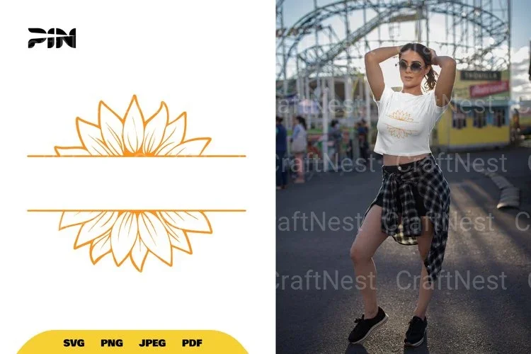Split Sunflower Border SVG Bundle