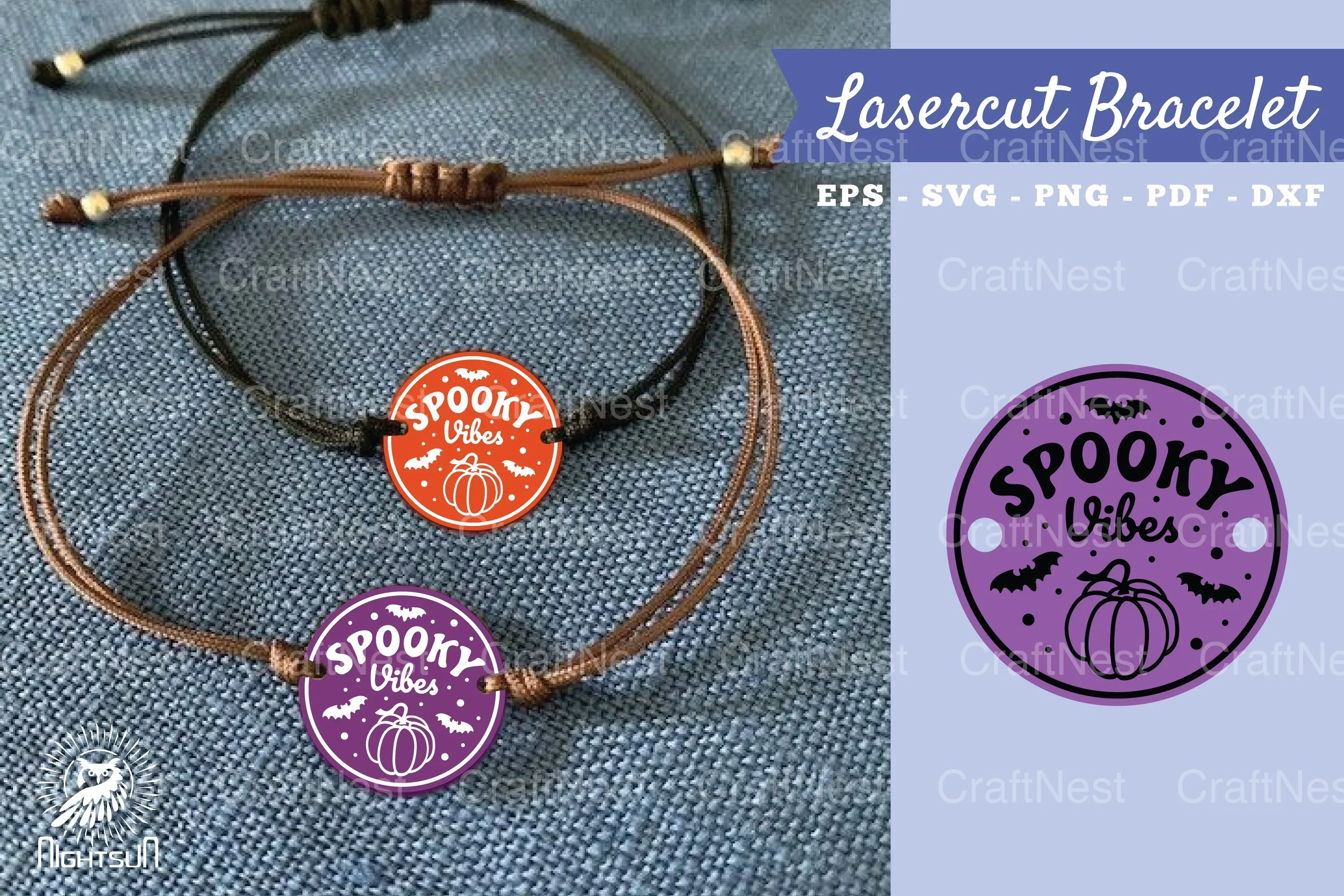 Spooky Vibes Laser Cut Bracelet SVG Bundle