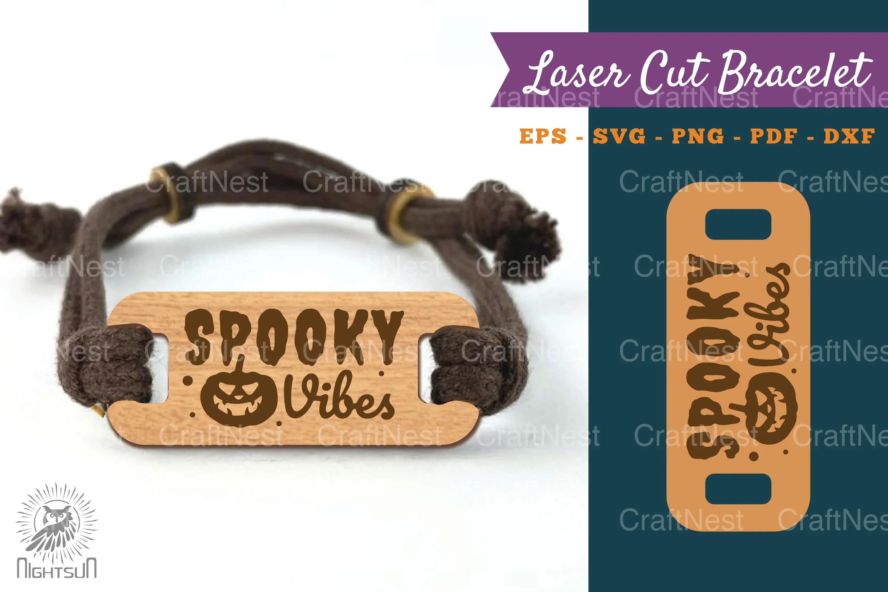 Spooky Vibes Laser Cut Bracelet SVG Design Bundle