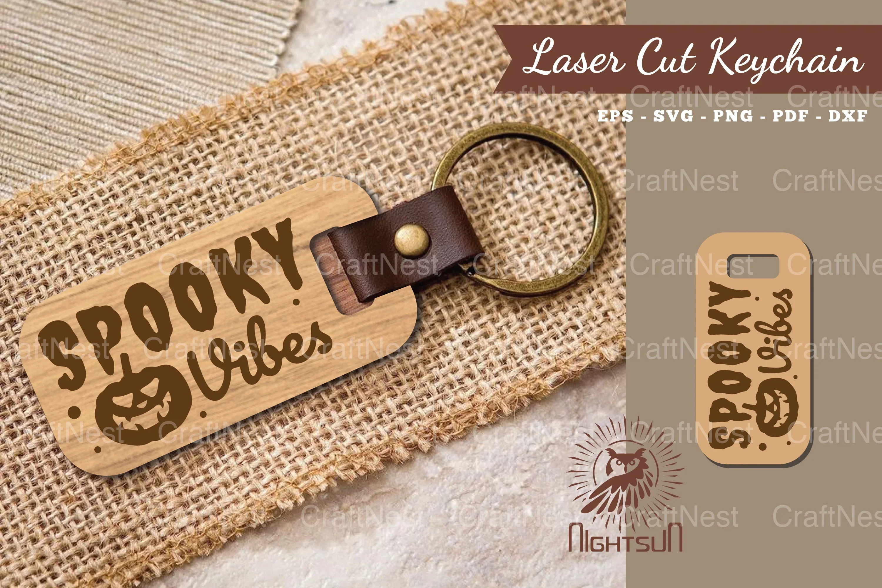 Spooky Vibes Laser Cut Keychain Clipart Bundle
