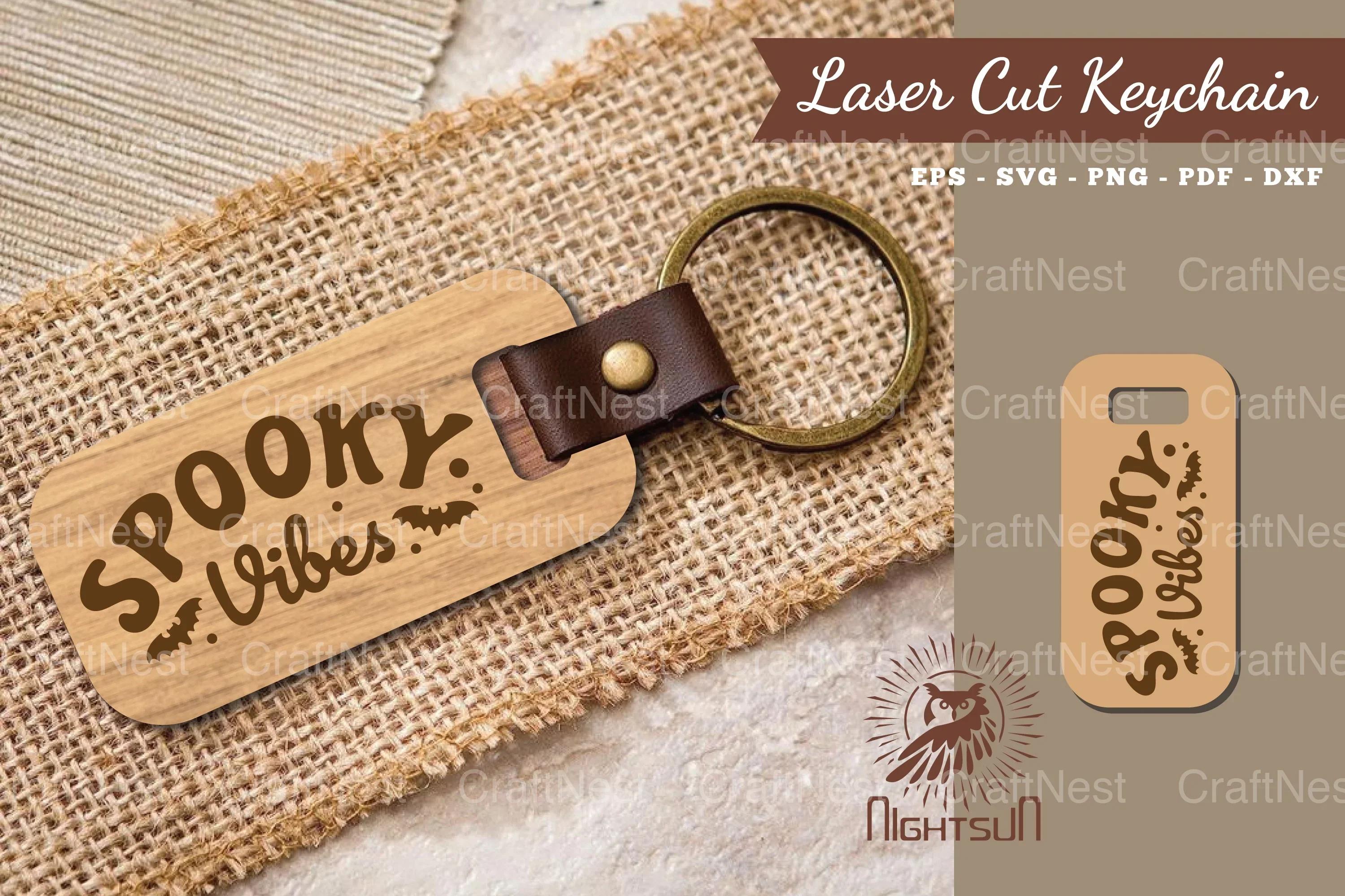 Spooky Vibes Laser Cut Keychain Design Bundle