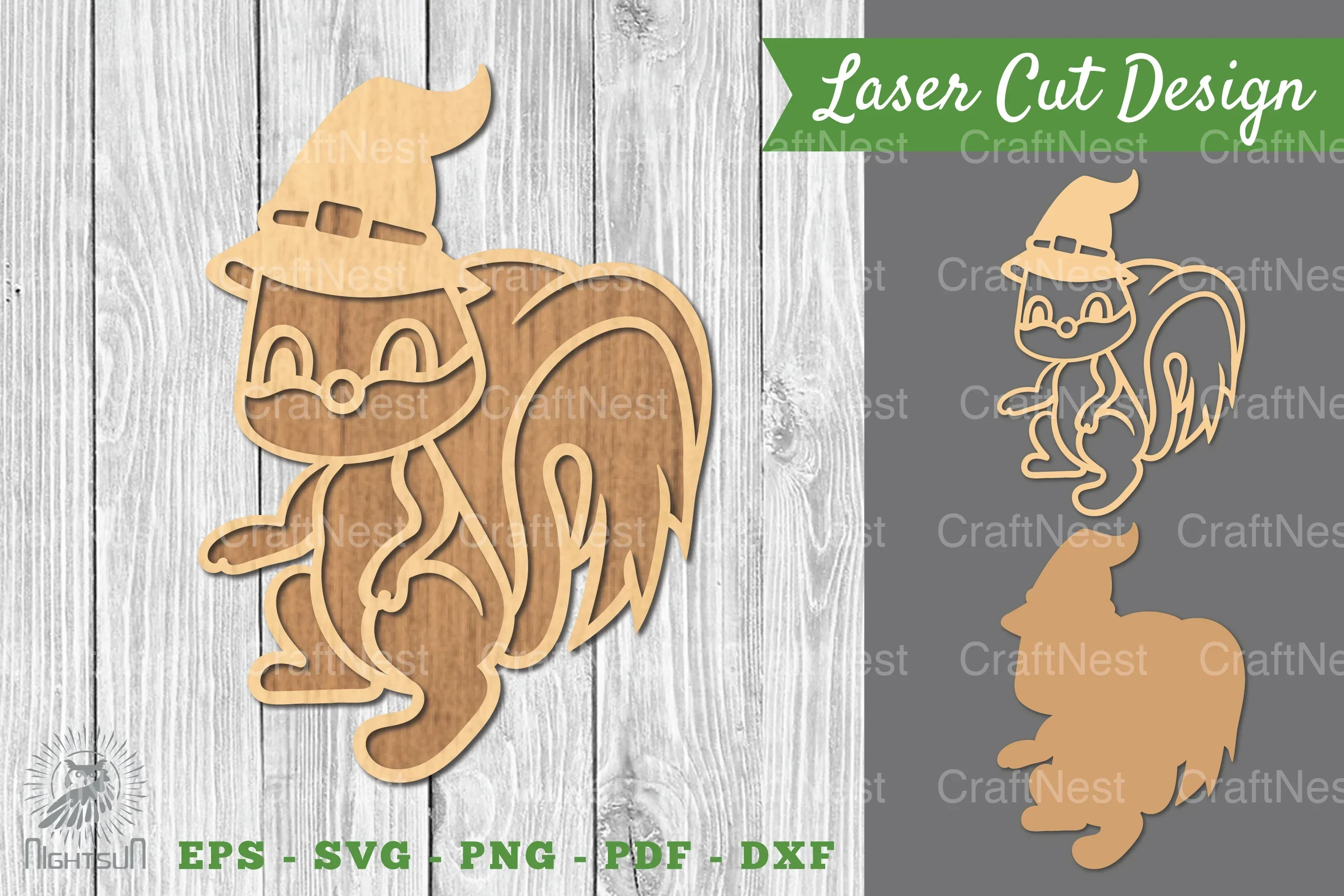 Squirrel Witch Laser Cut Decoration Clipart Bundle