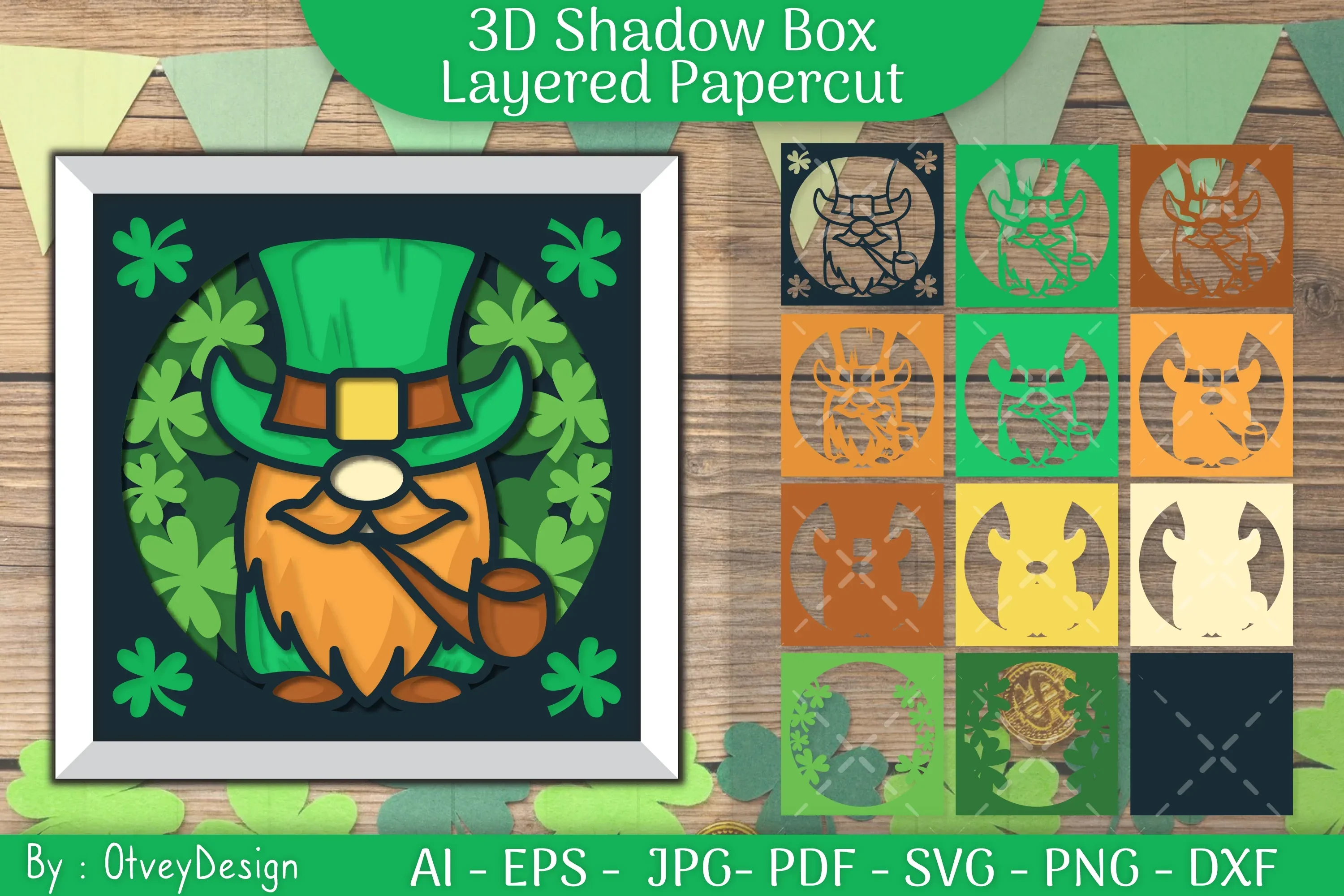 St. Patrick's Day 3D Shadow Box Layered Papercut SVG Bundle