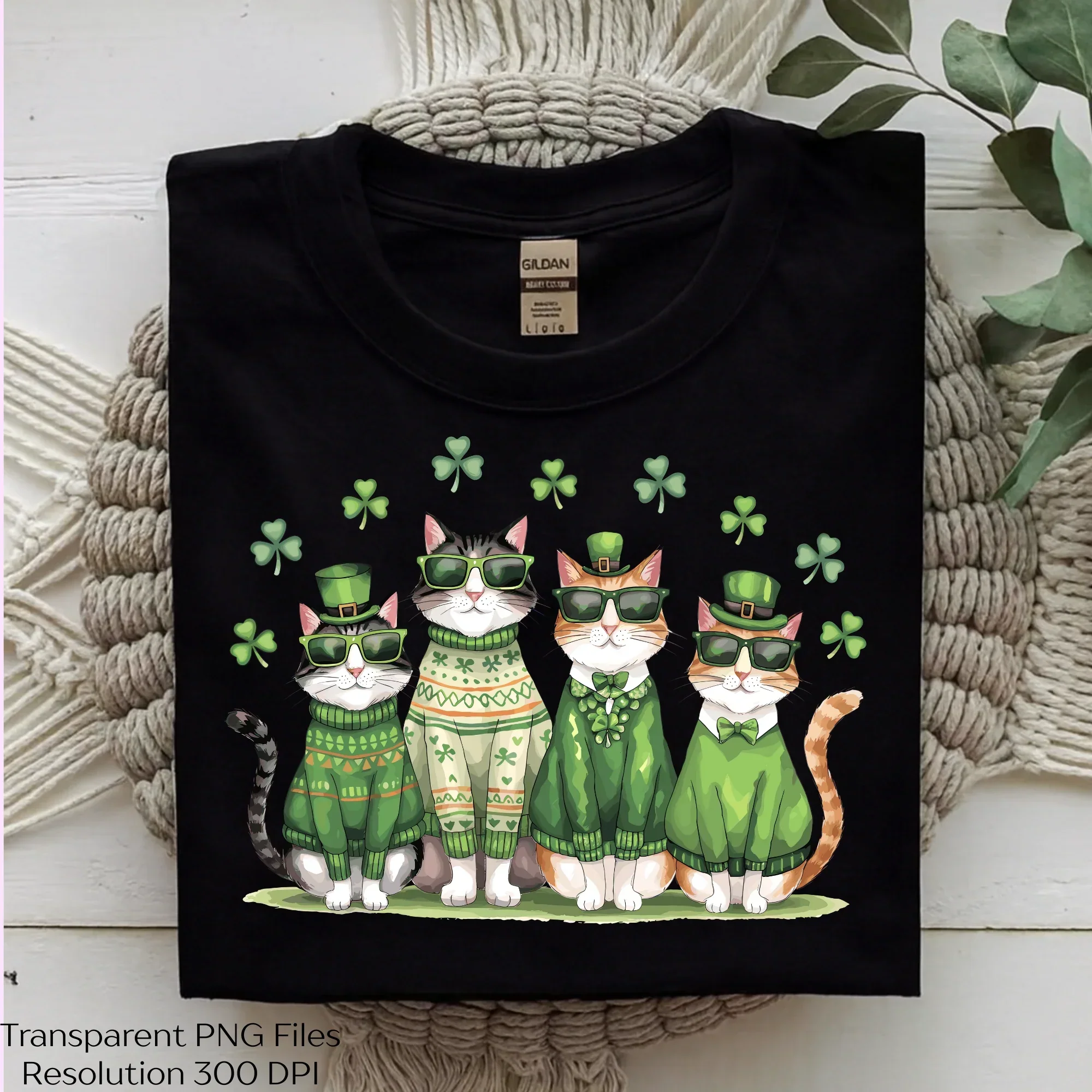 St Patrick's Day Cats Shamrock Clipart Bundle