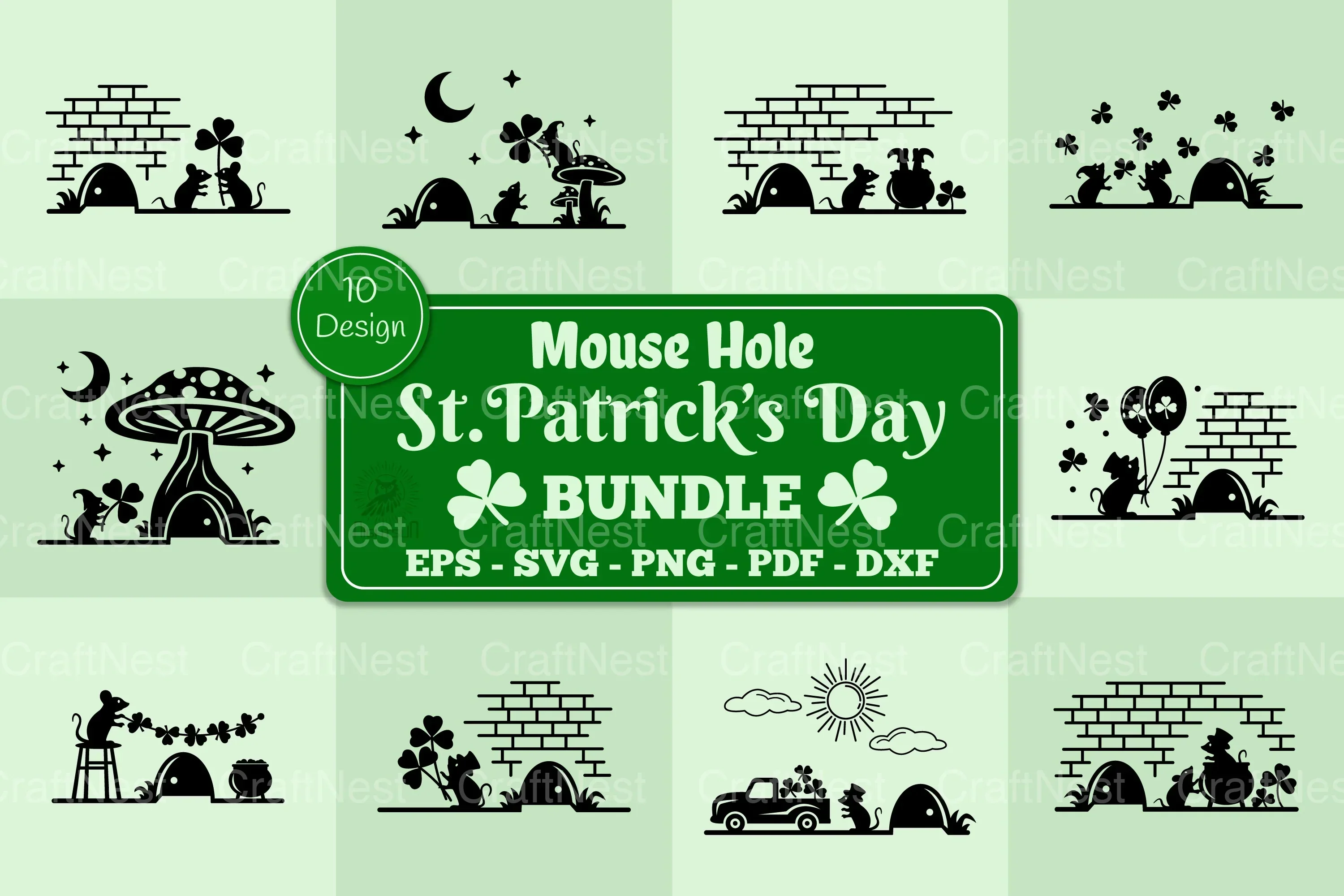St. Patrick's Day Mouse Hole SVG Bundle