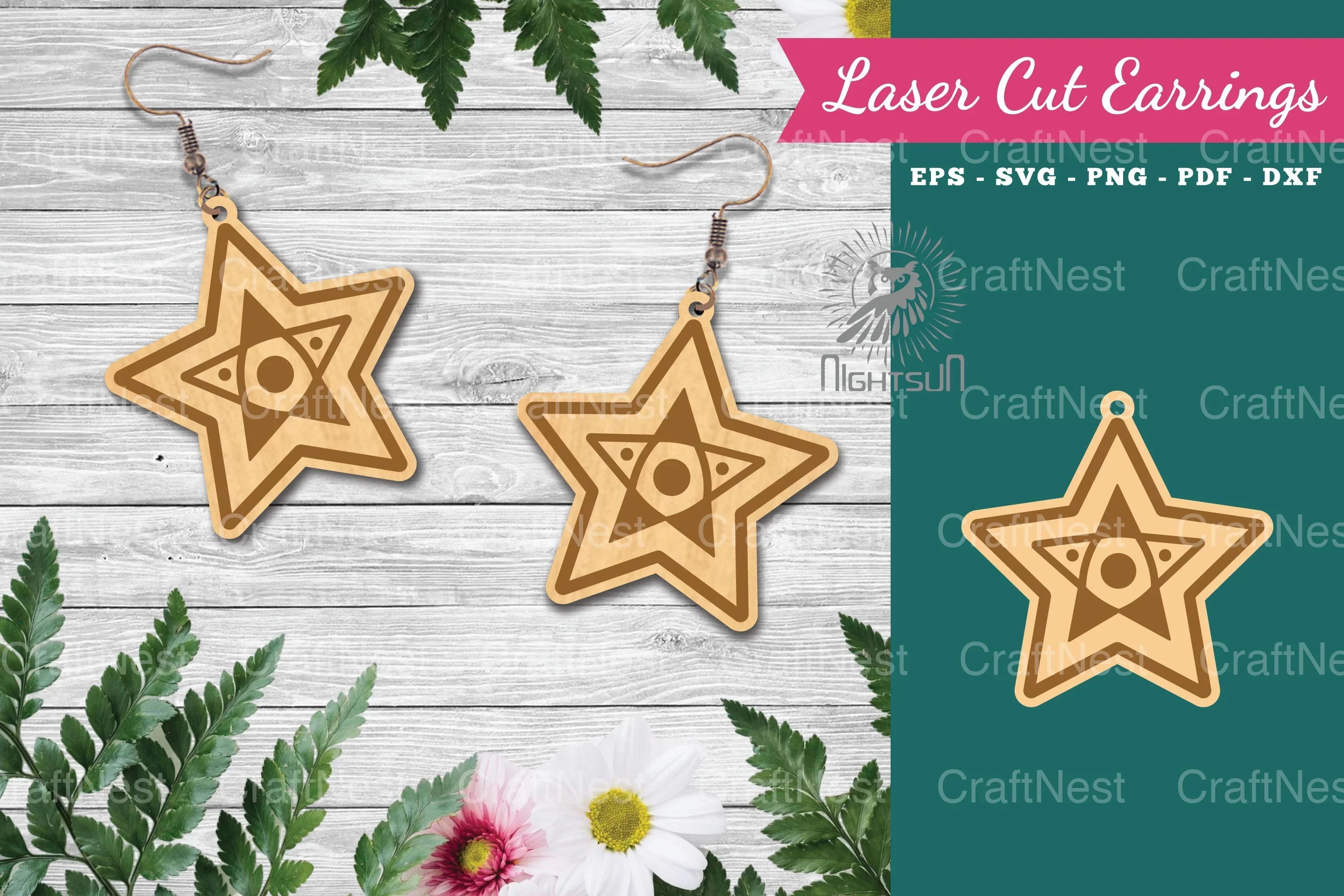 Stars Laser Cut Earrings SVG Bundle