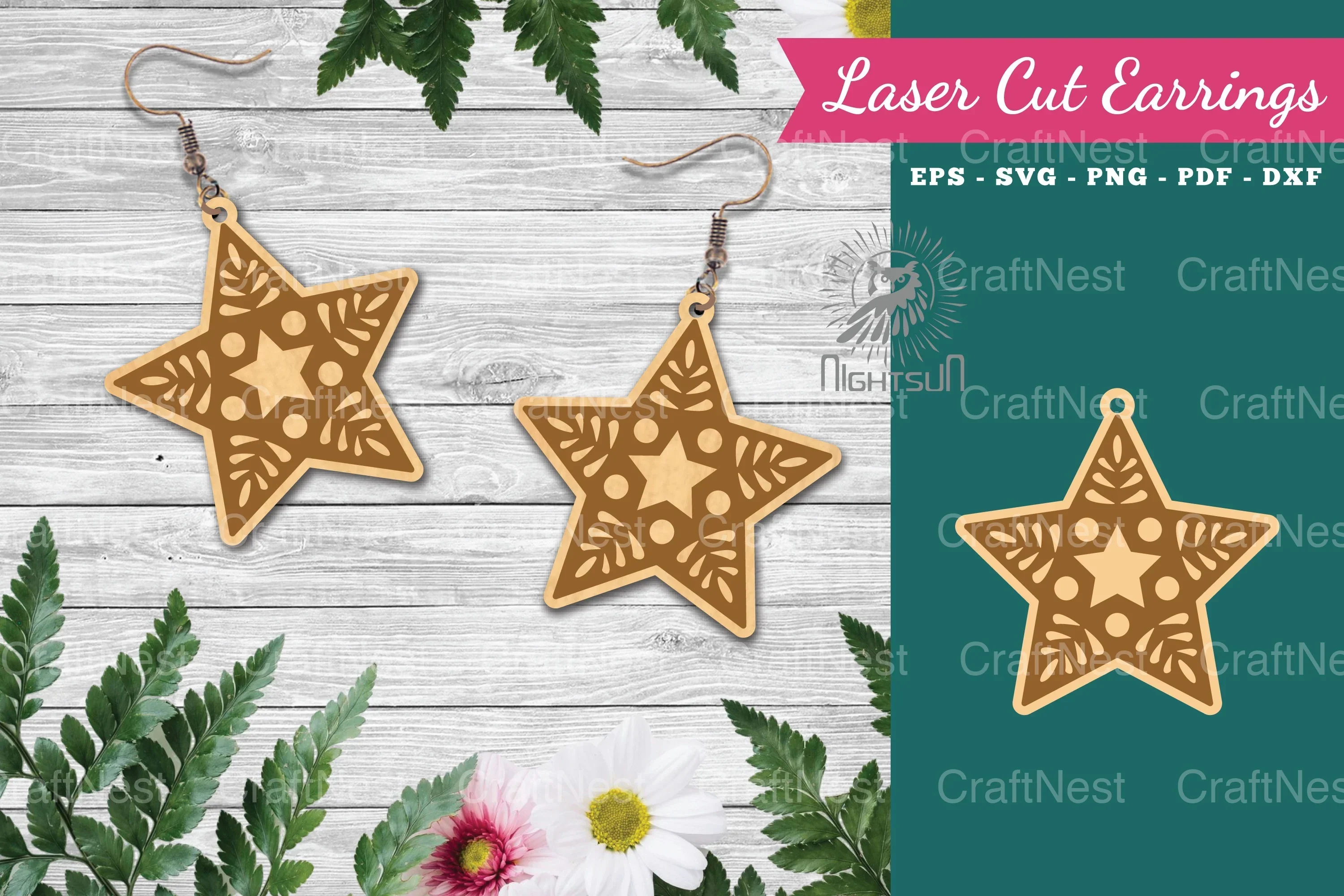 Stars Laser Cut Earrings SVG Bundle