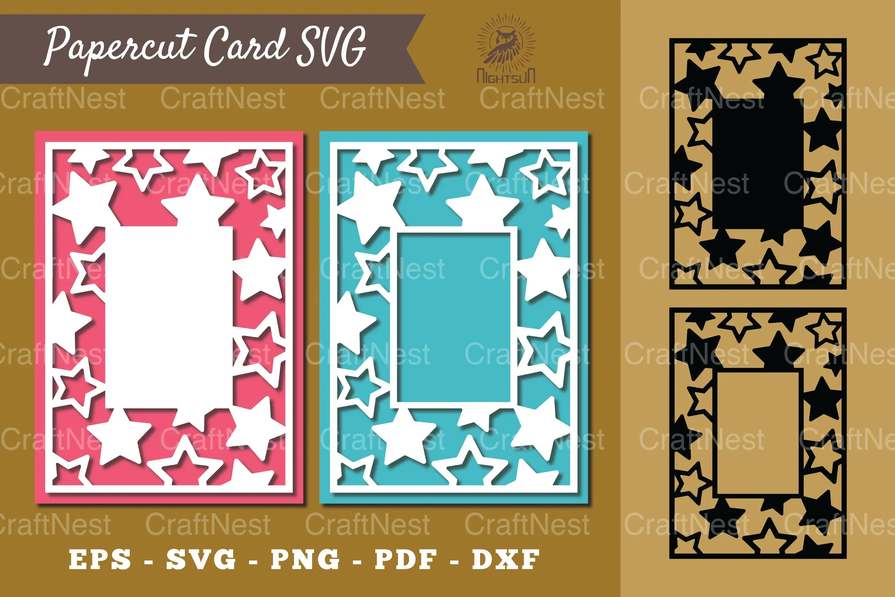 Stars Papercut Card SVG Bundle