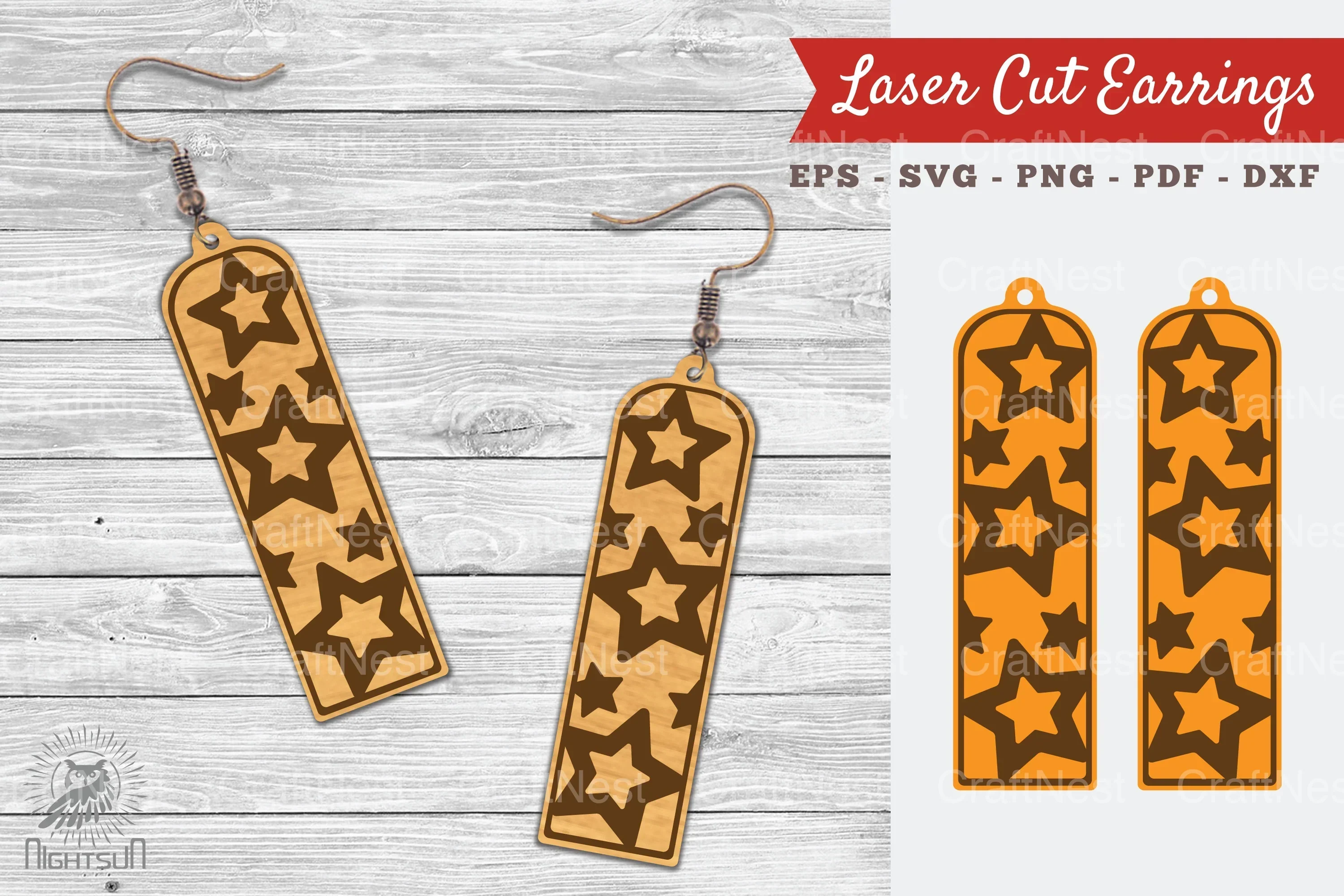 Stars Pattern Laser Cut Earrings Design Bundle