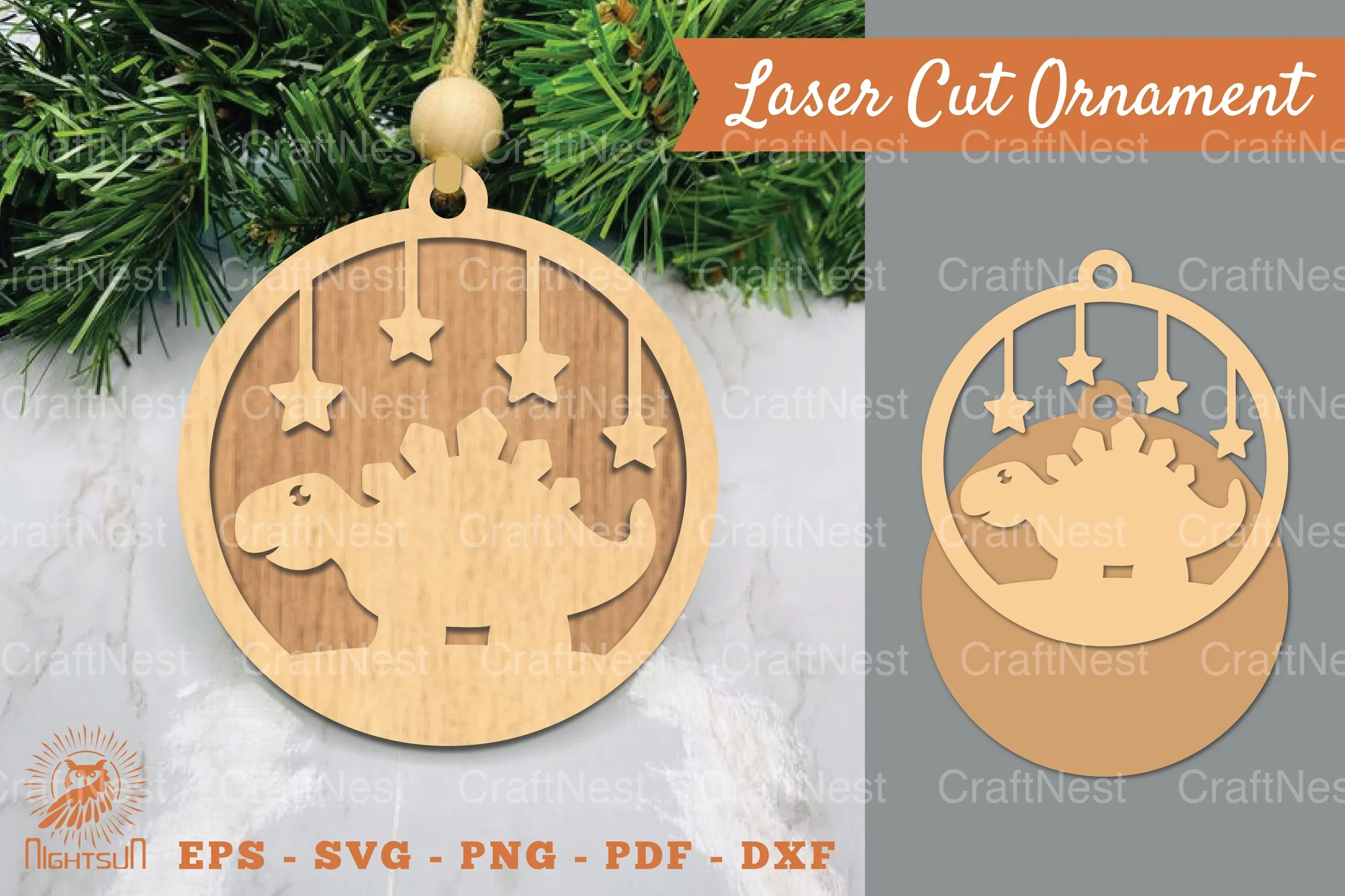 Stegosaurus Laser Cut Ornament Clipart Bundle