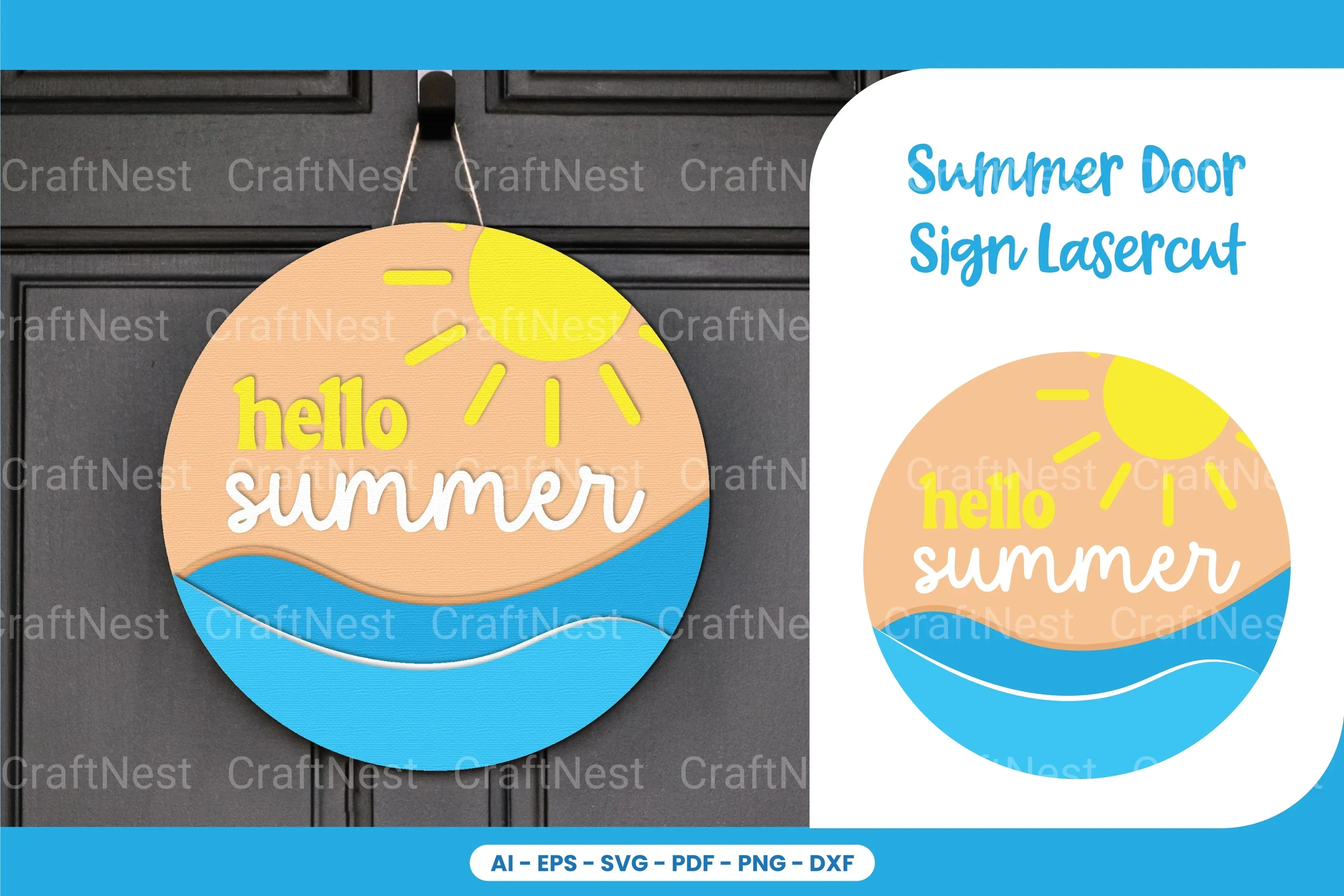 Summer Door Sign Lasercut SVG Bundle