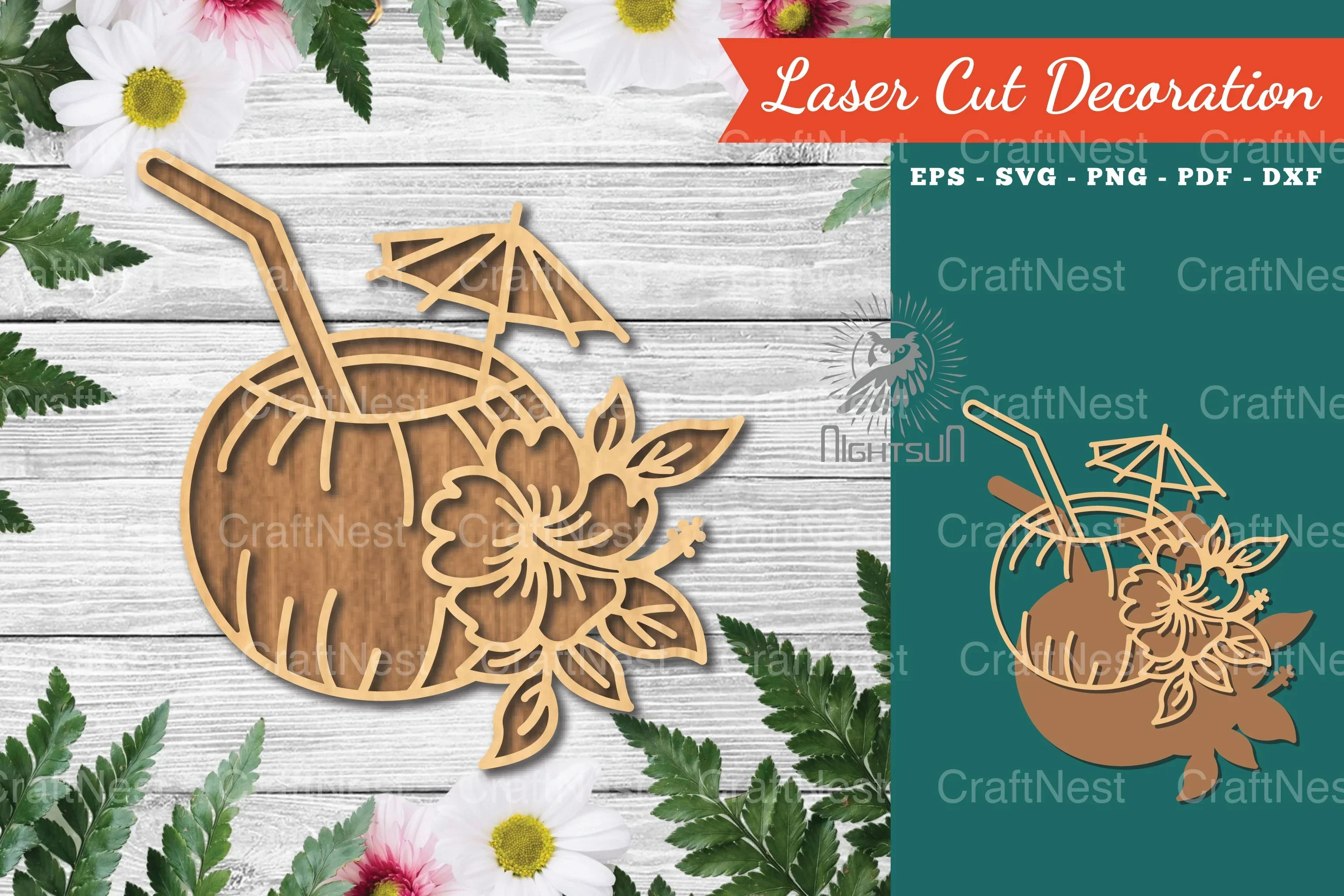 Summer Drink Laser Cut Decoration Clipart Bundle