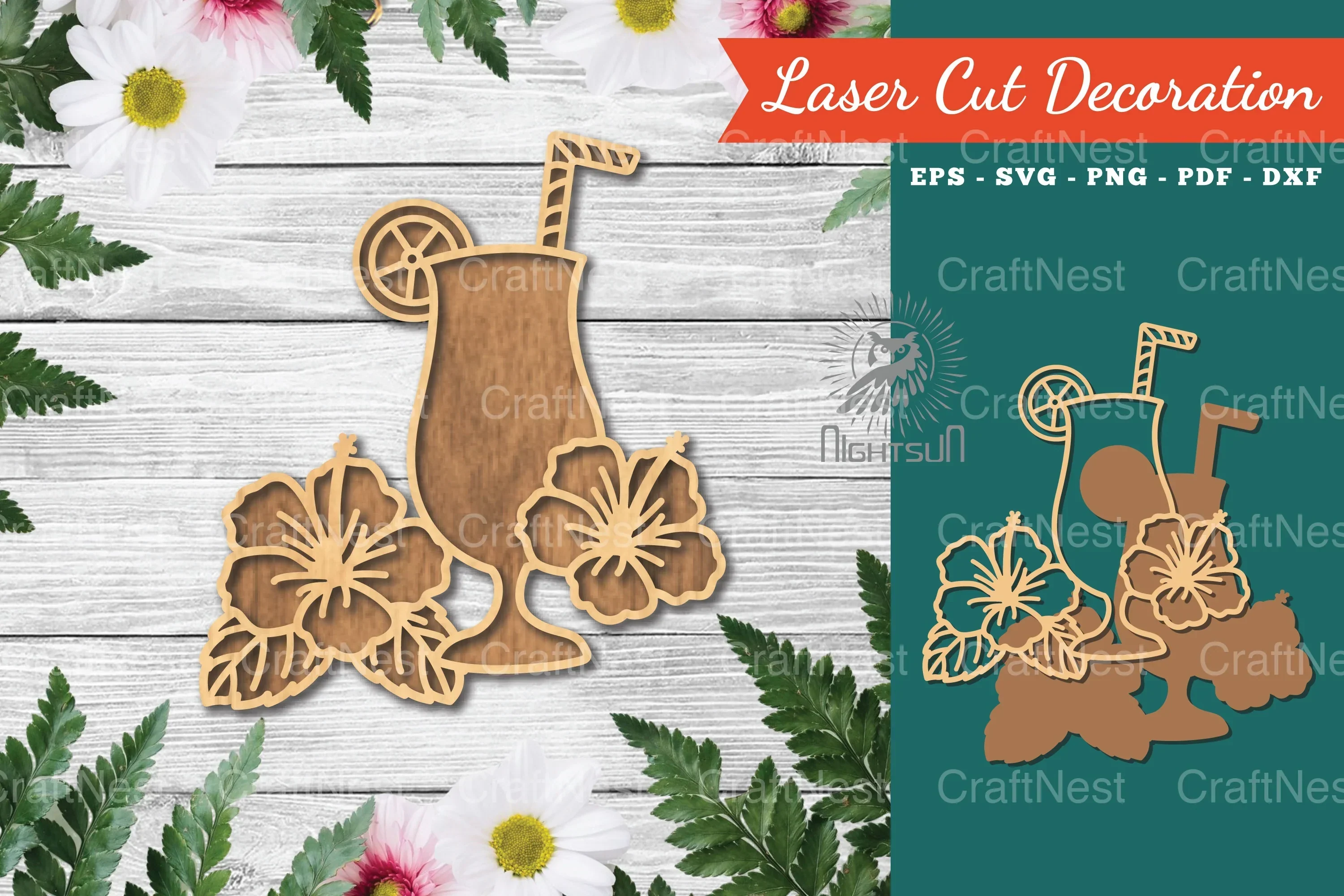 Summer Drink Laser Cut Decoration Clipart Bundle