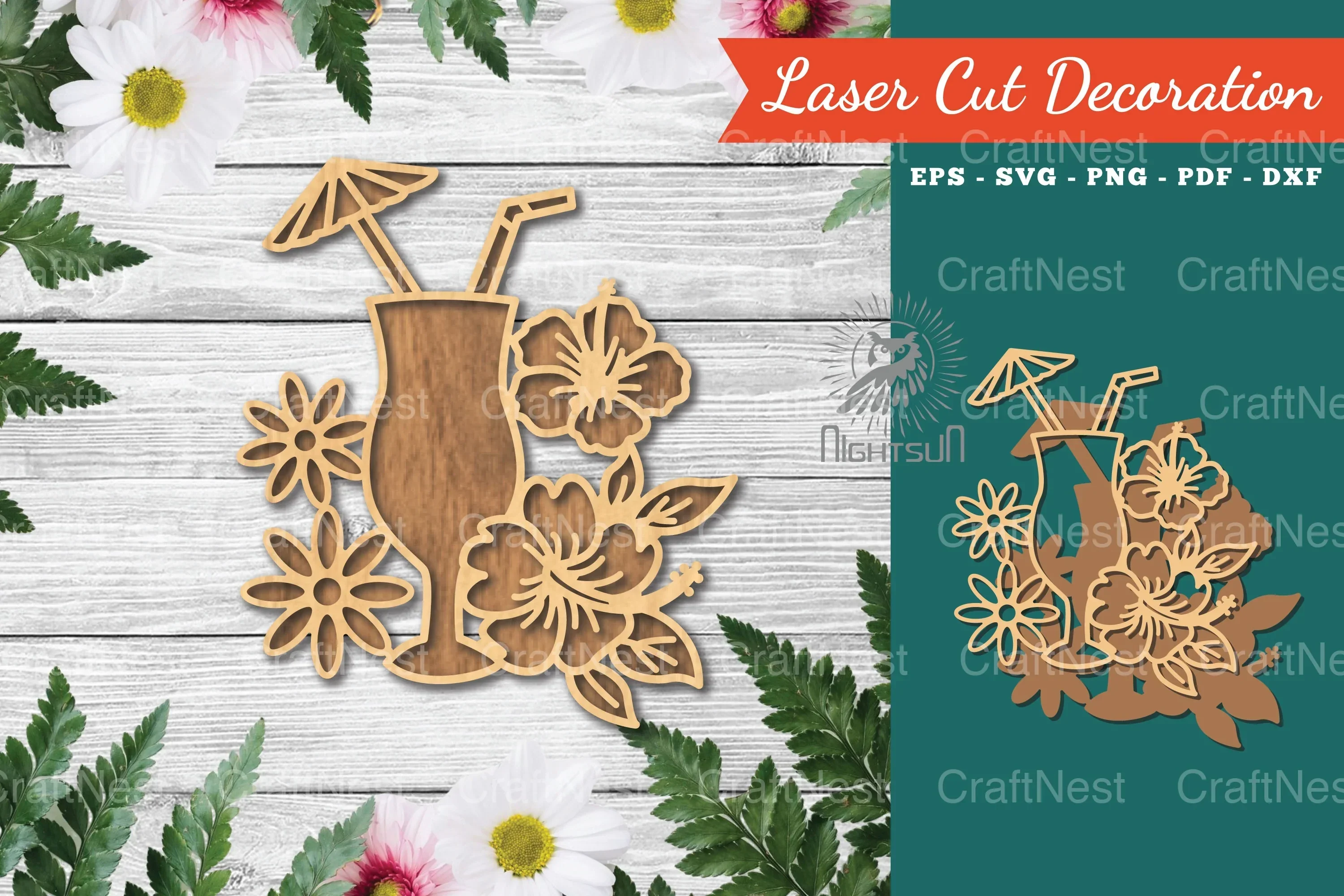 Summer Drink Laser Cut Decoration Clipart Bundle