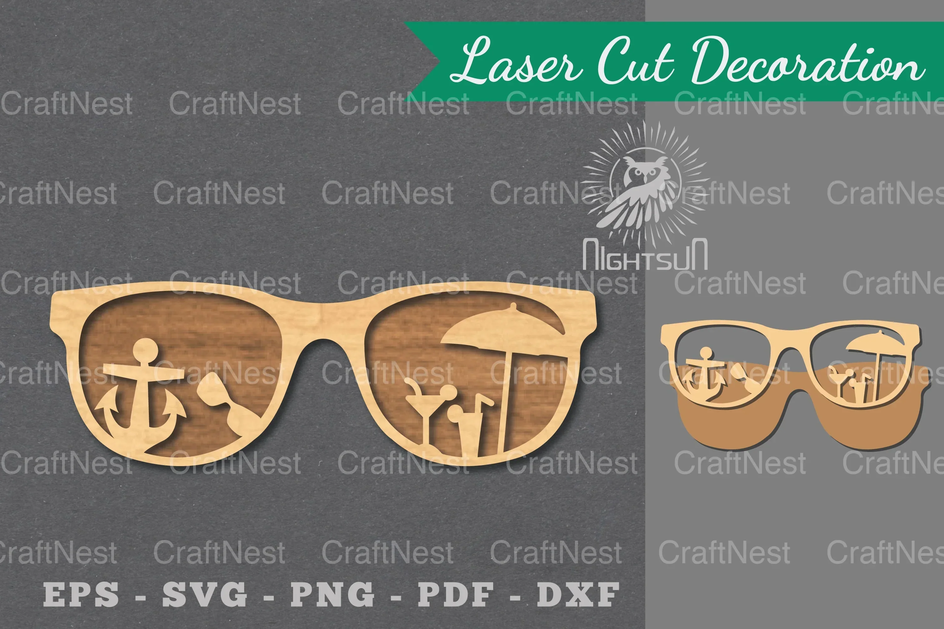 Summer Glasses Laser Cut Decoration Clipart Bundle
