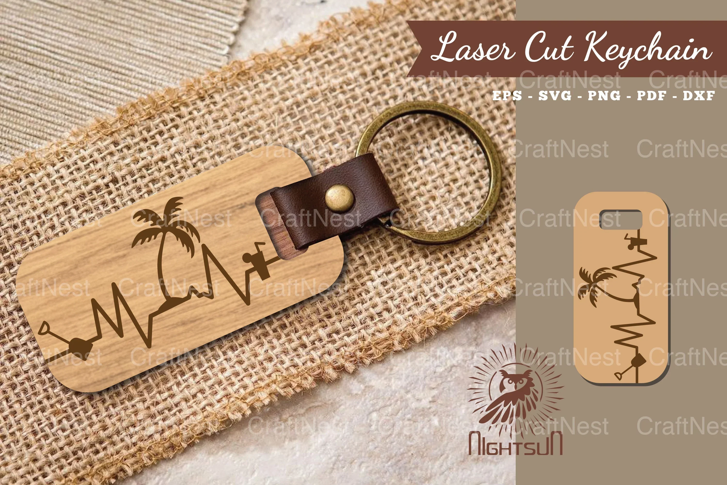 Summer Heartbeat Laser Cut Keychain SVG Bundle