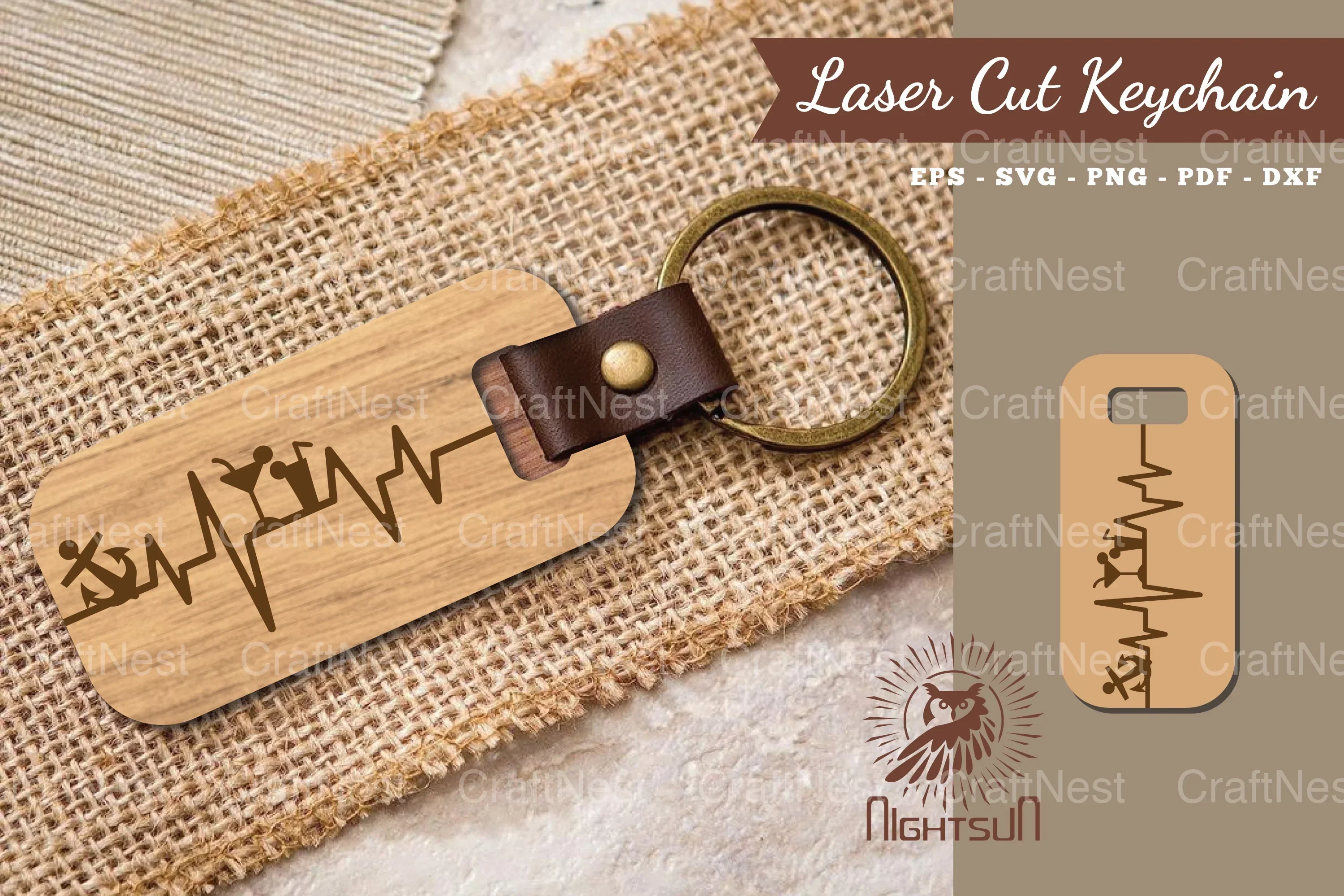 Summer Heartbeat Laser Cut Keychain SVG Bundle
