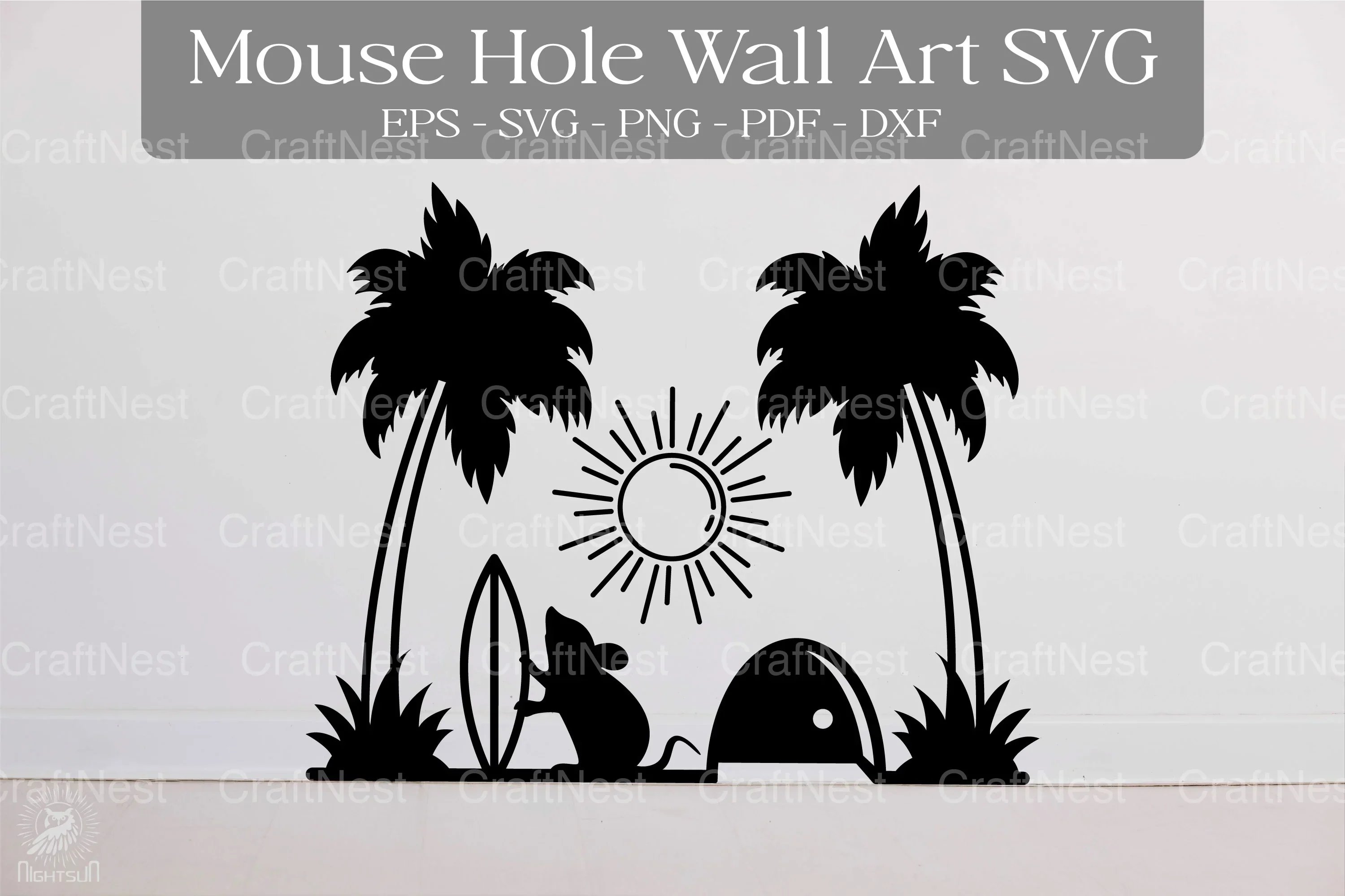 Summer Mouse Hole Wall Art Sticker Clipart Bundle