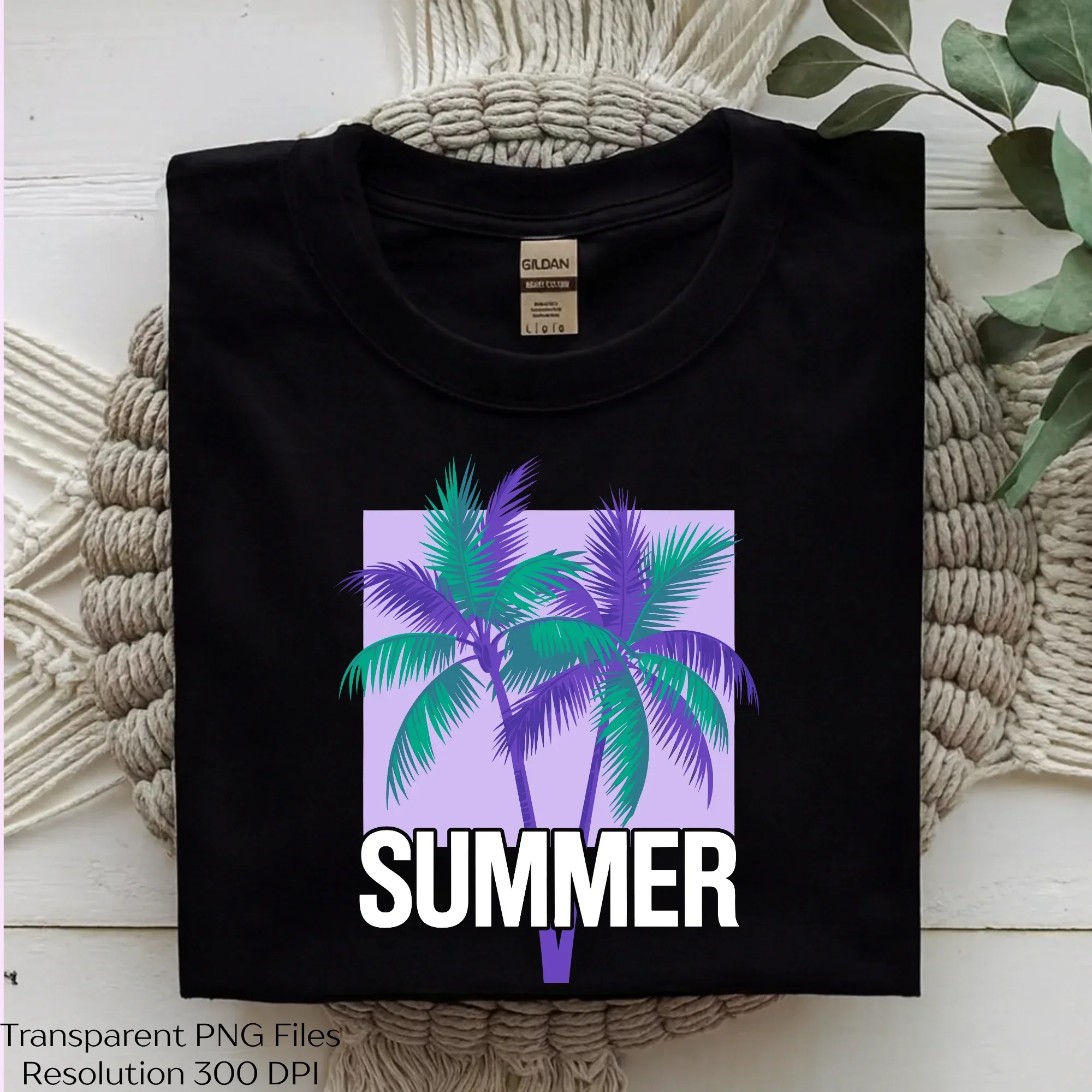 Summer Palm Trees Beach Vibes Clipart Bundle