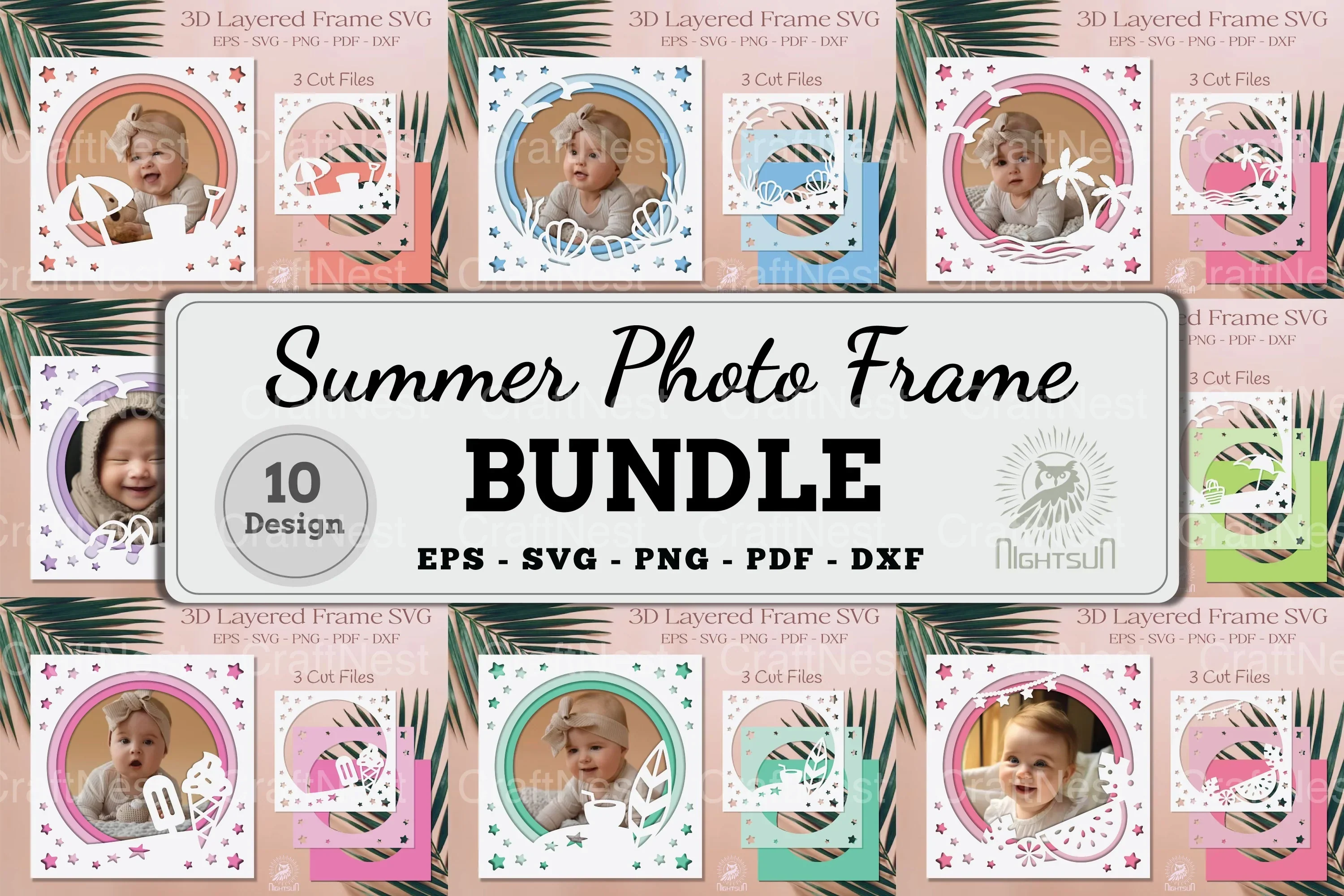 Summer Photo Frame Clipart Bundle