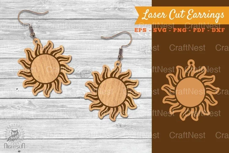 Sun Laser Cut Earrings SVG Bundle