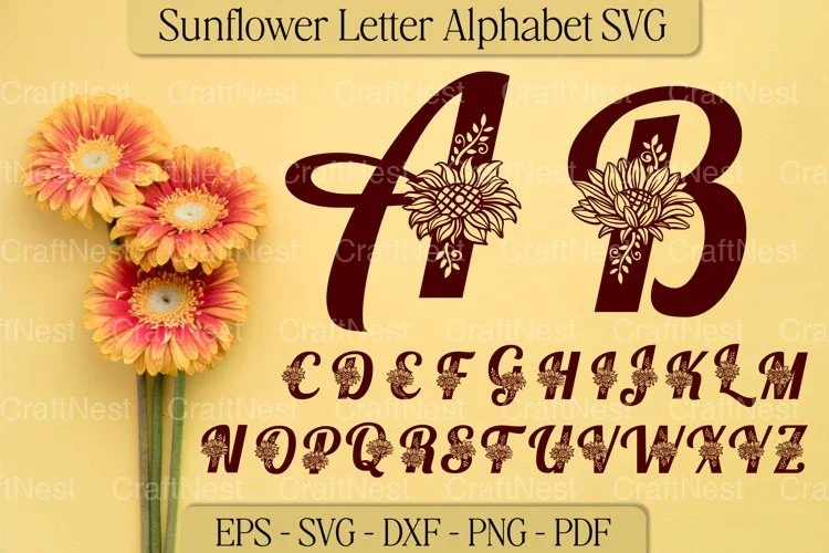 Sunflower Alphabet Clipart Bundle