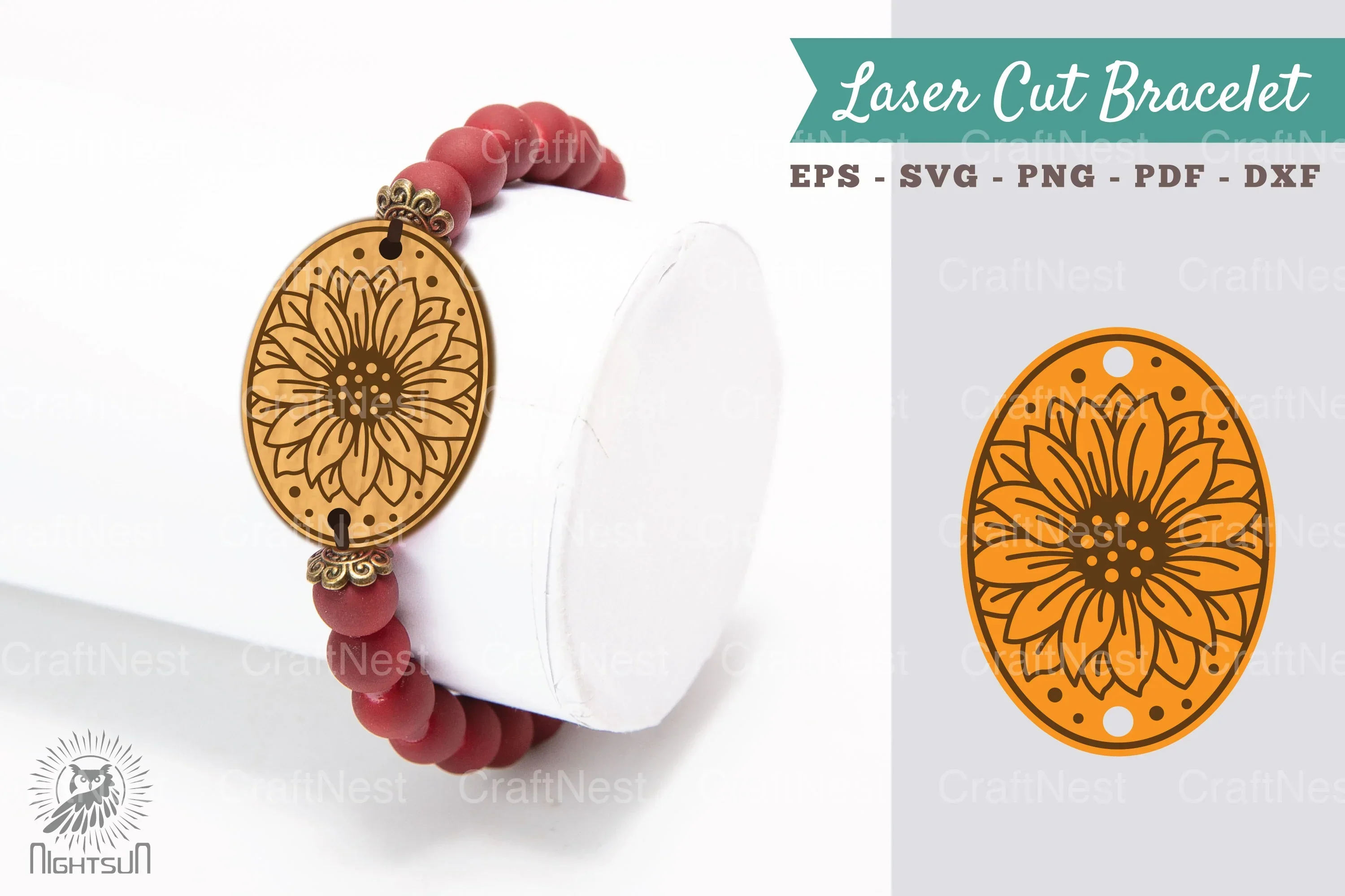 Sunflower Laser Cut Bracelet SVG Design Bundle