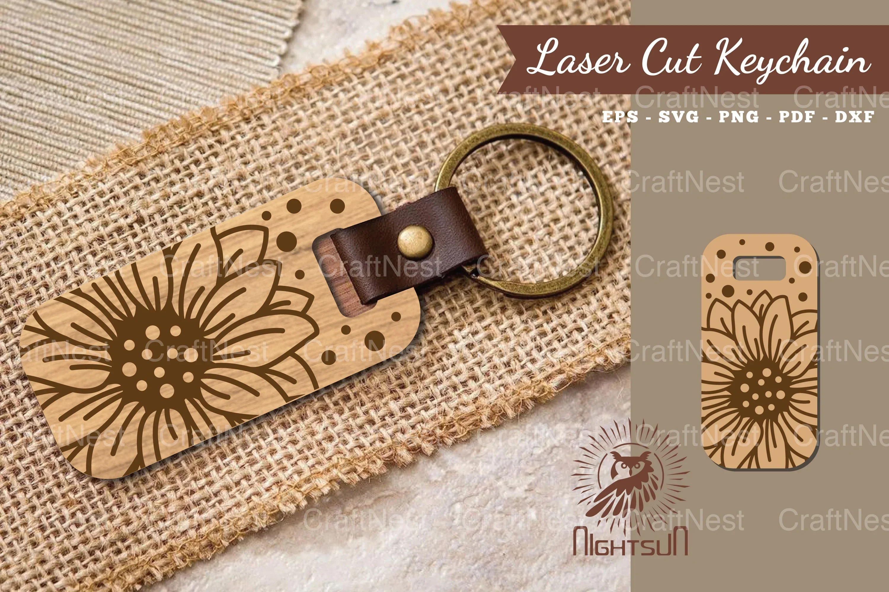 Sunflower Laser Cut Keychain Design Bundle