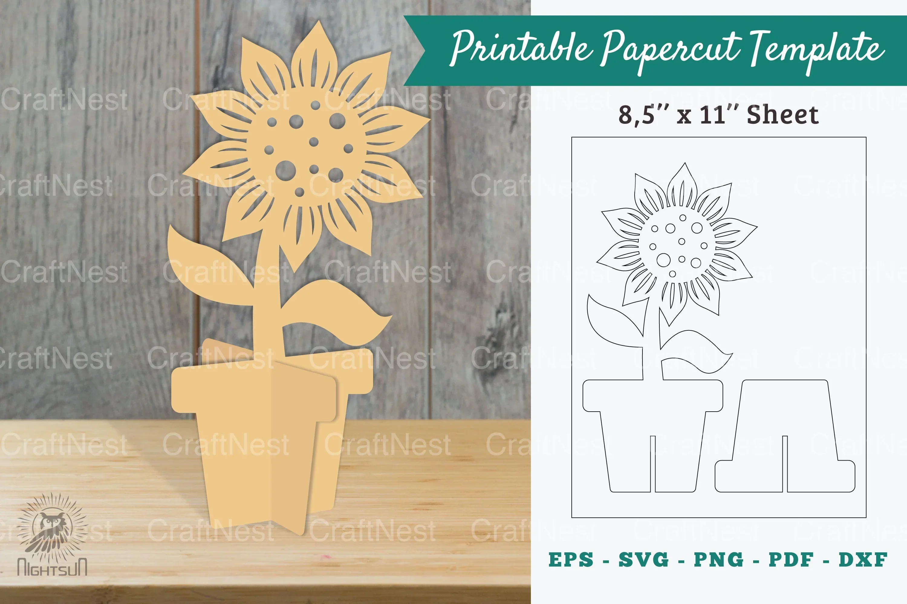 Sunflower Printable Cut Template Bundle