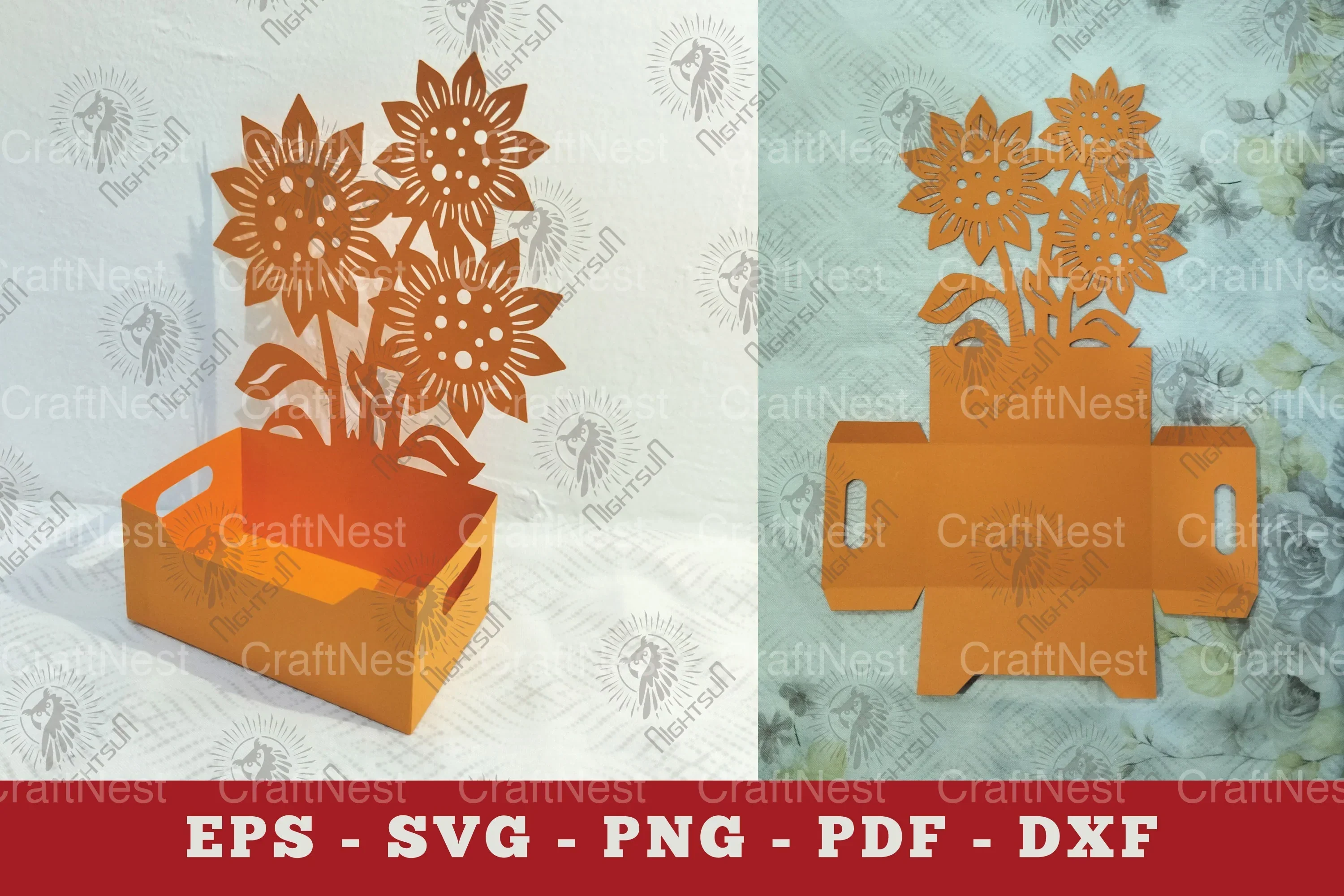 Sunflowers Box Display Papercut Clipart Bundle