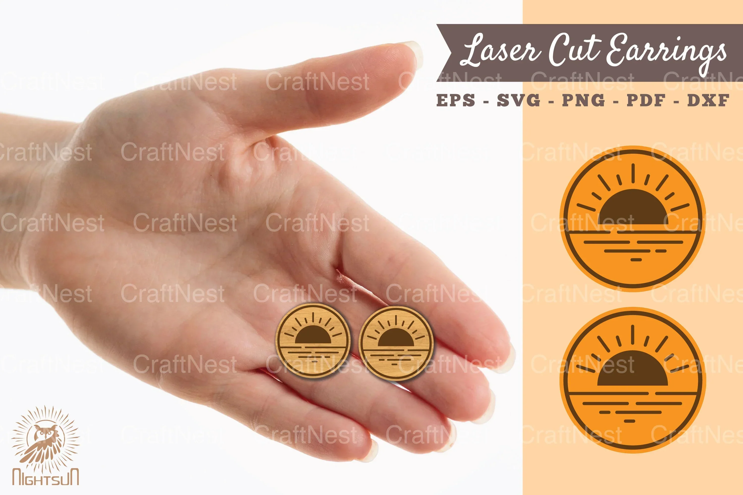 Sunset Laser Cut Earrings SVG Bundle
