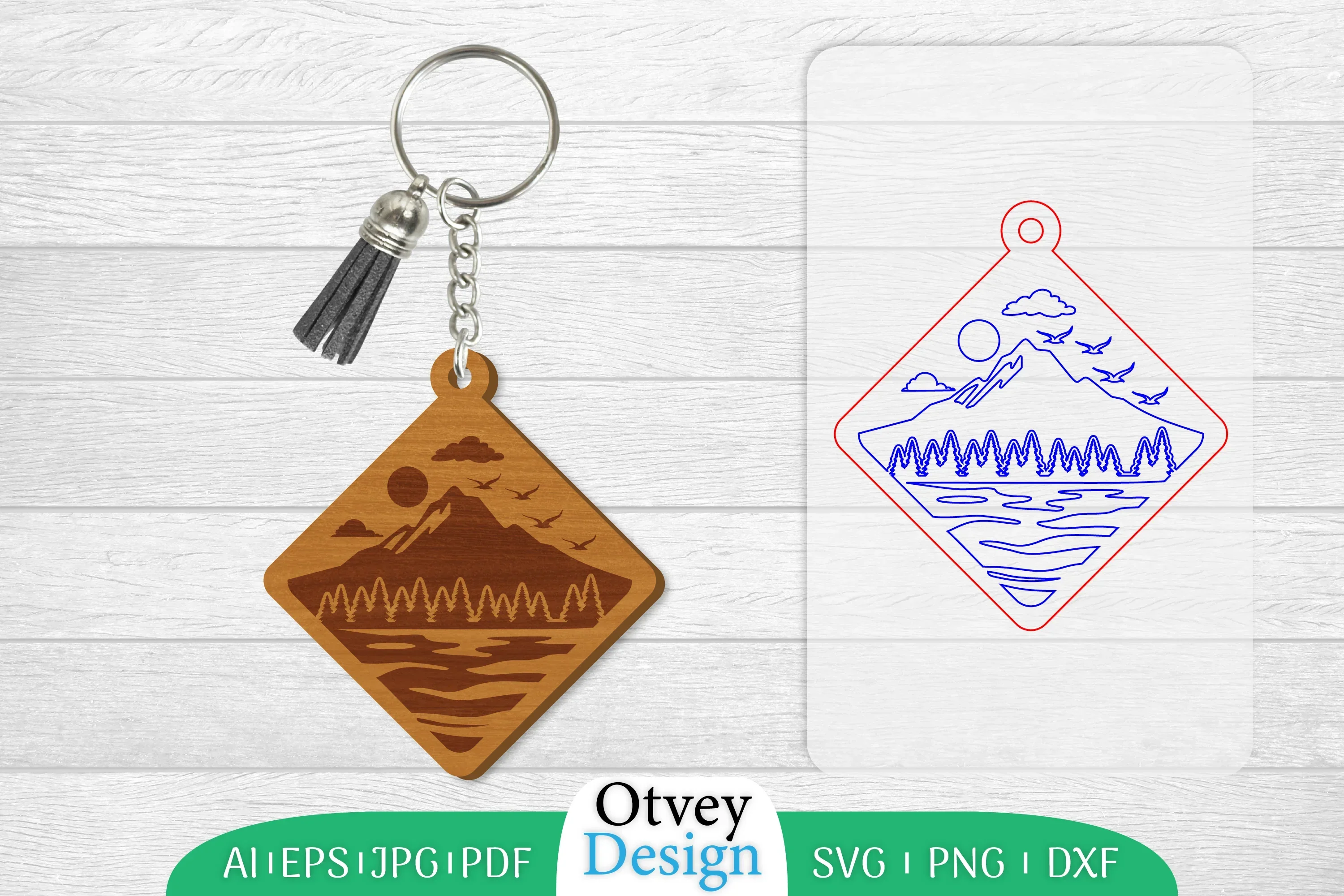Sunset Mountain Keychain SVG Bundle