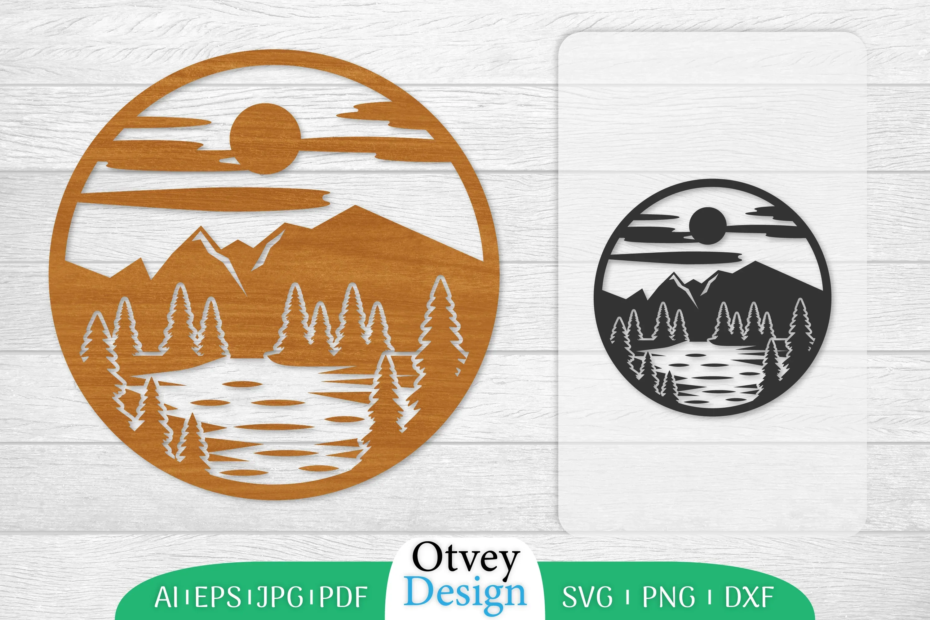 Sunset Mountain Lasercut Wall Decor SVG Bundle