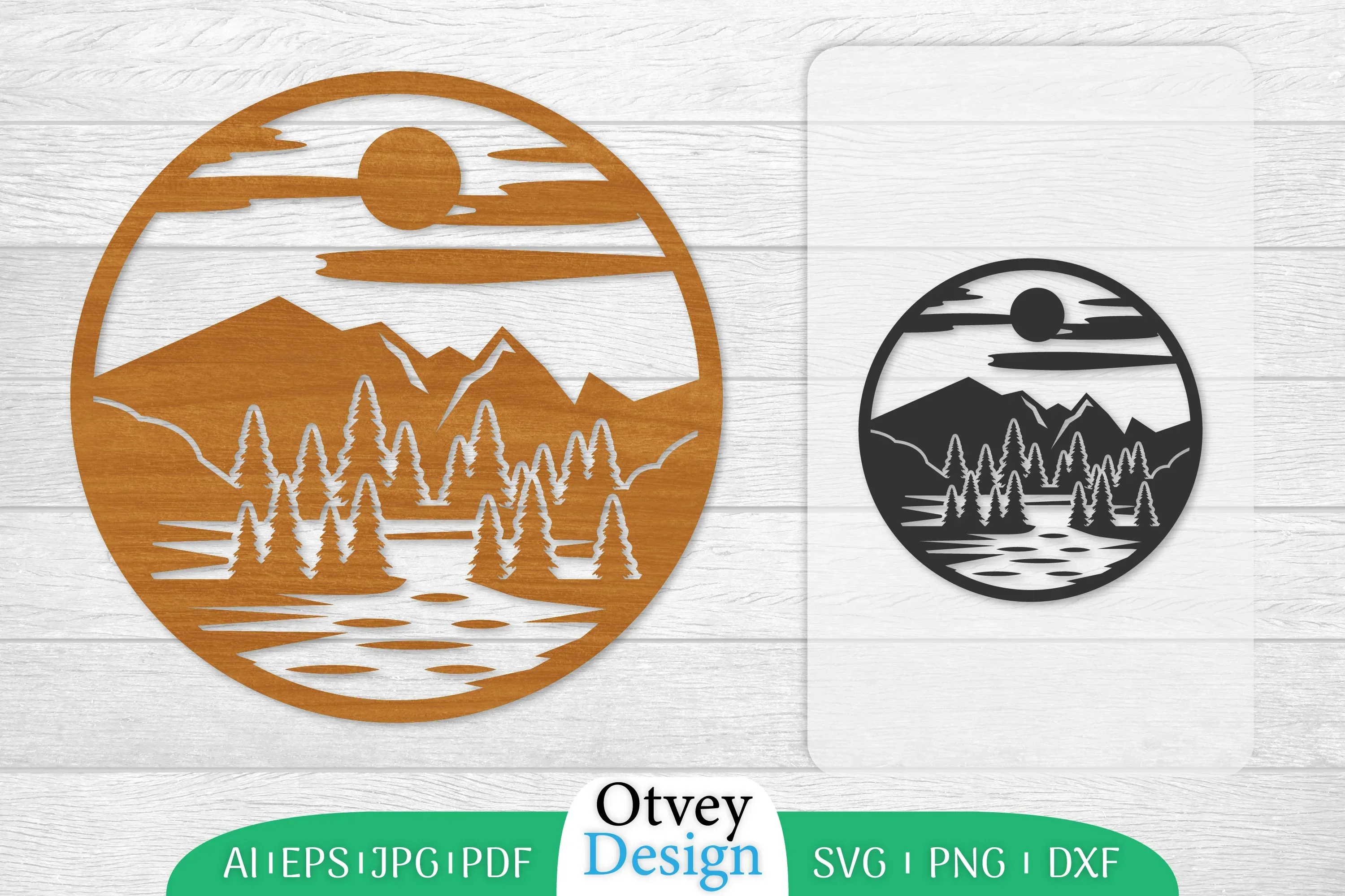 Sunset Mountain Lasercut Wall Decor SVG Bundle