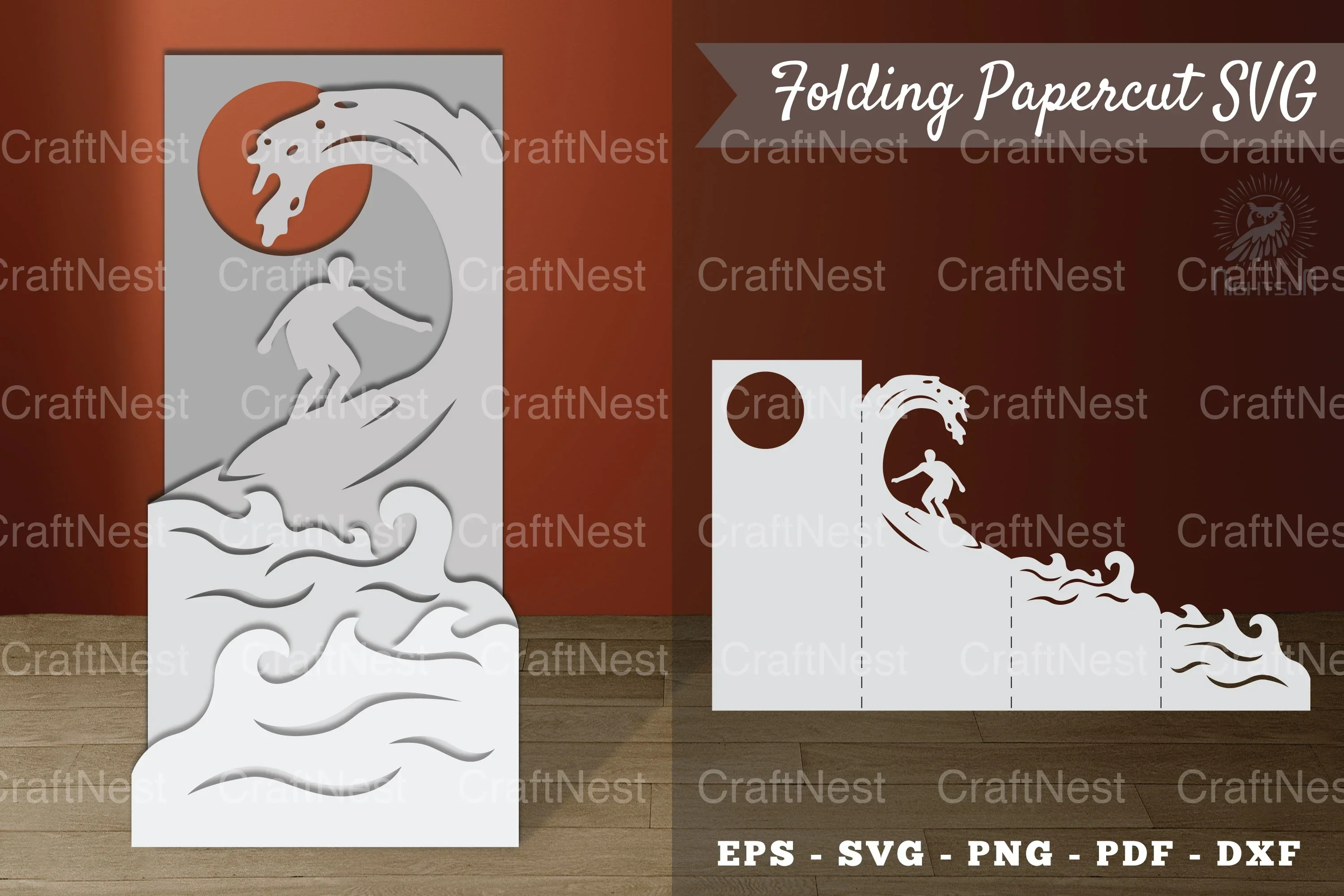 Surfing Papercut SVG Bundle