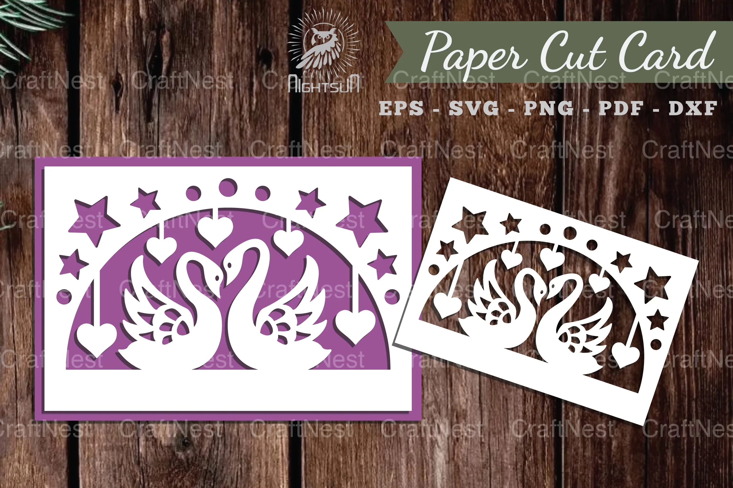 Swan Couple Papercut Card SVG Bundle