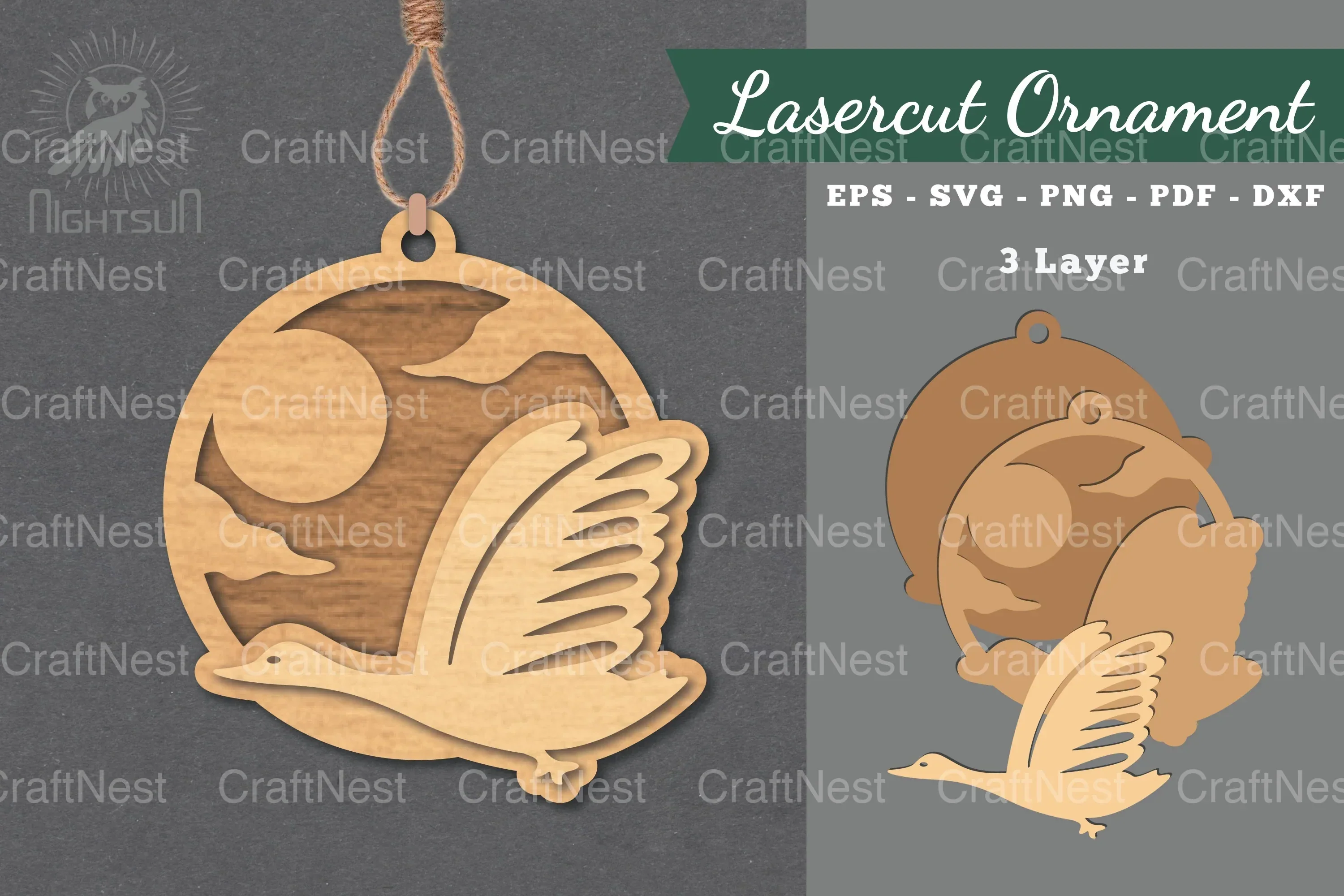Swan Laser Cut Ornament Clipart Bundle