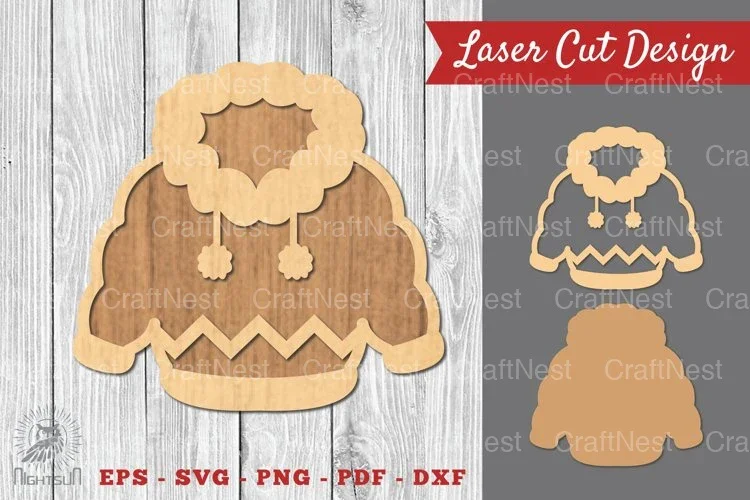 Sweater Laser Cut Decoration Clipart Bundle