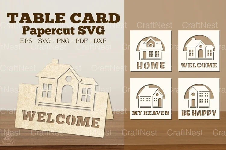 Table Card Home Papercut SVG Bundle