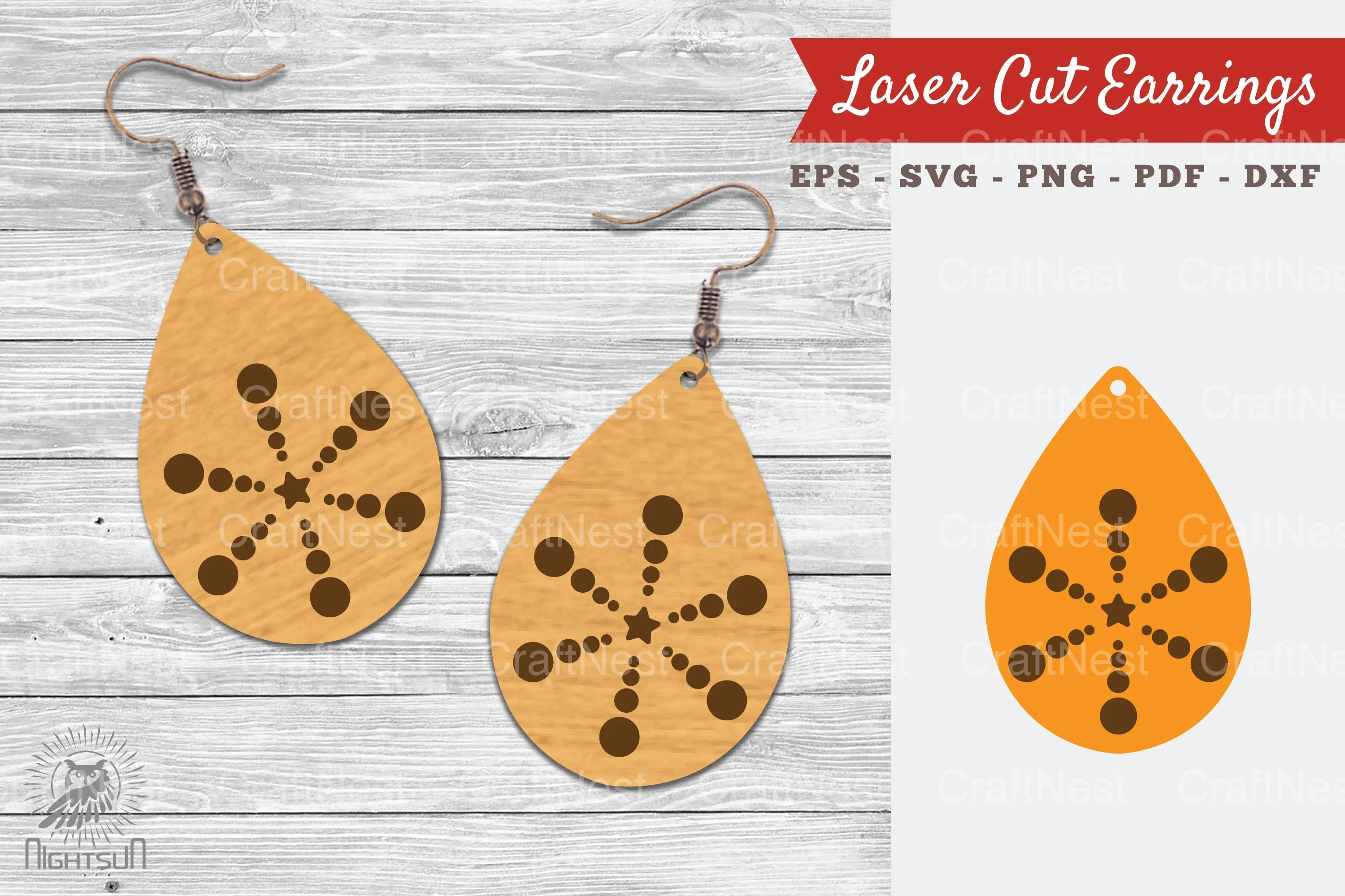 Tear Drop Laser Cut Earrings SVG Bundle