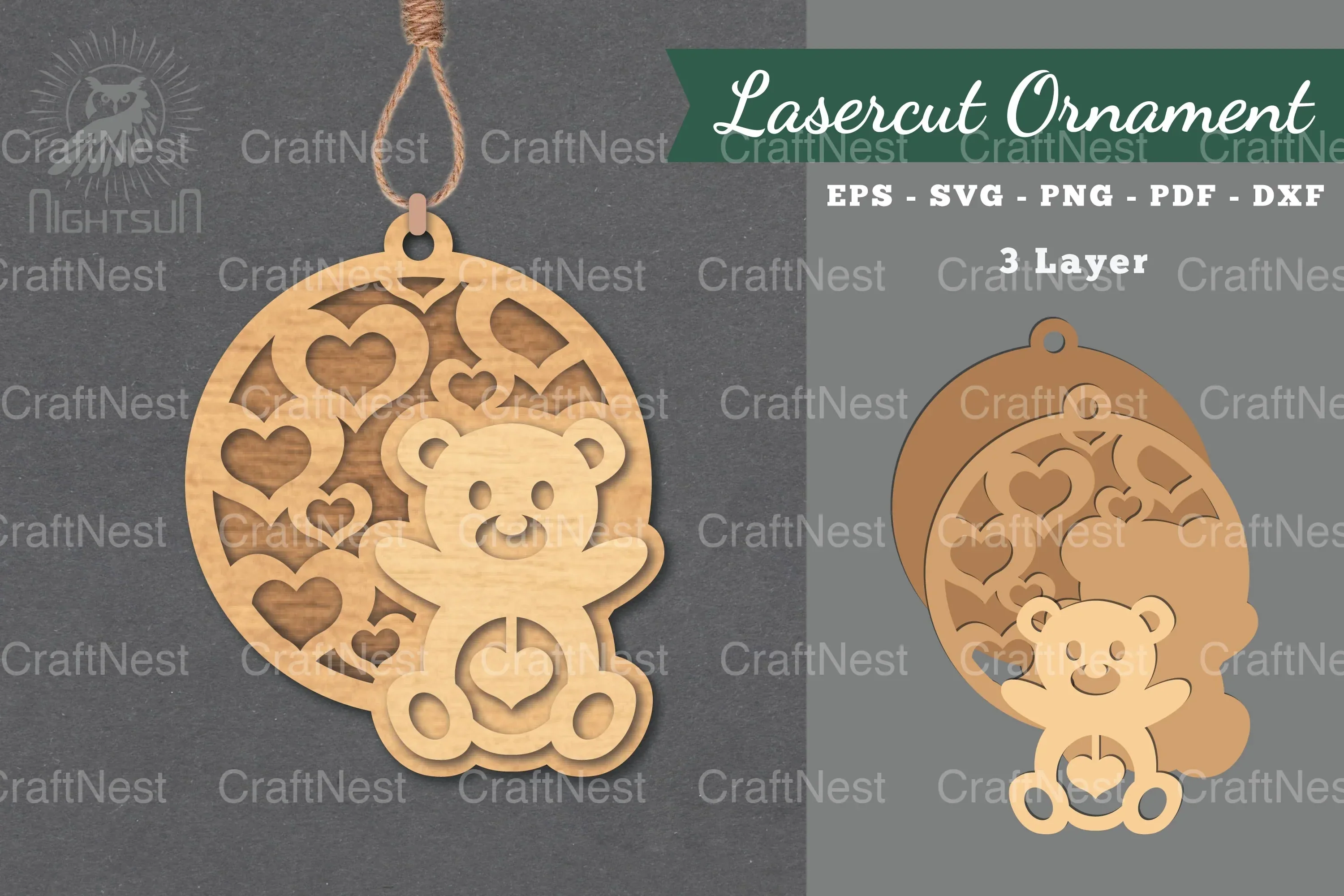 Teddy Bear Cut Ornament Clipart Bundle