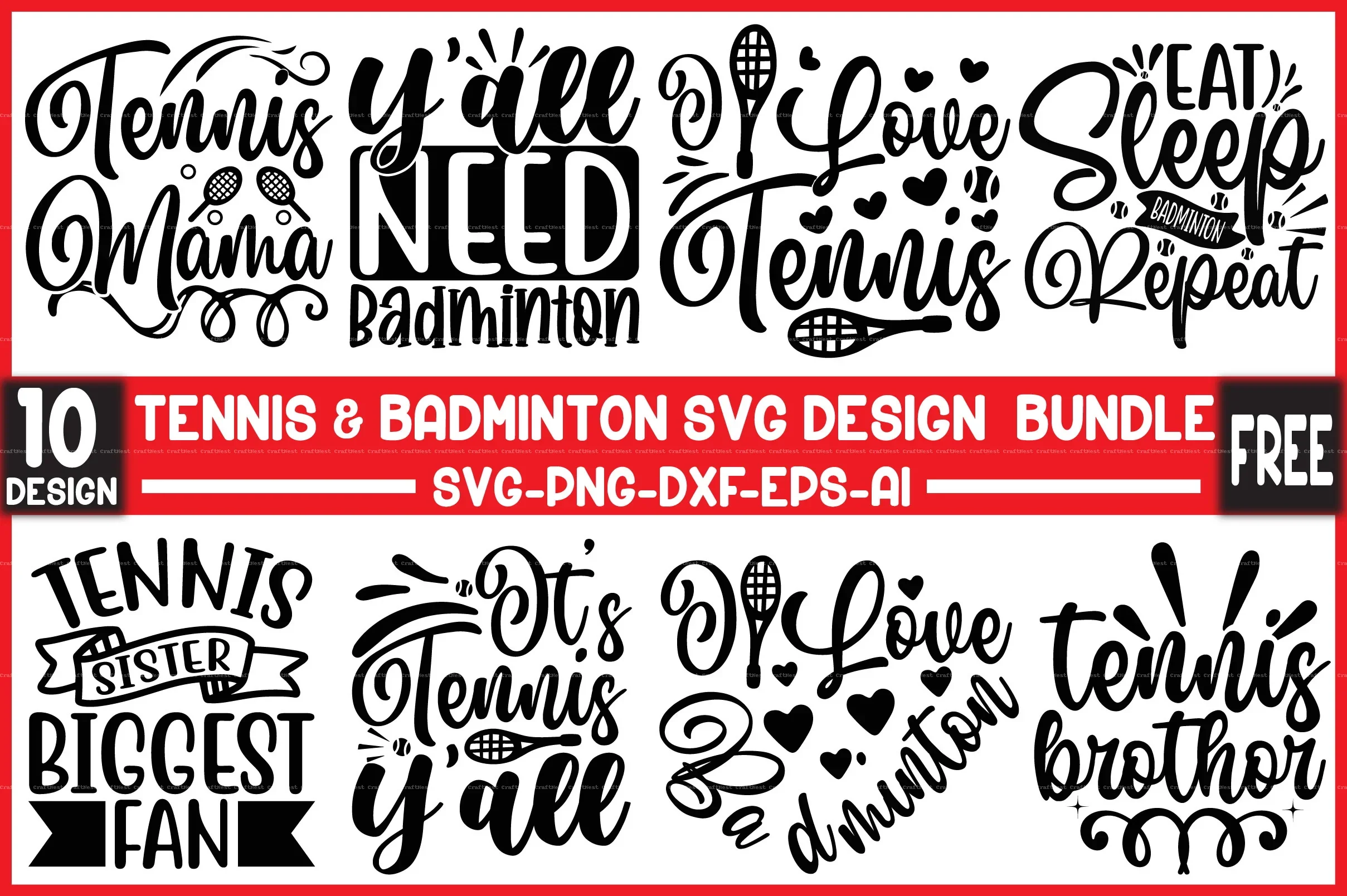 Tennis & Badminton SVG Bundle