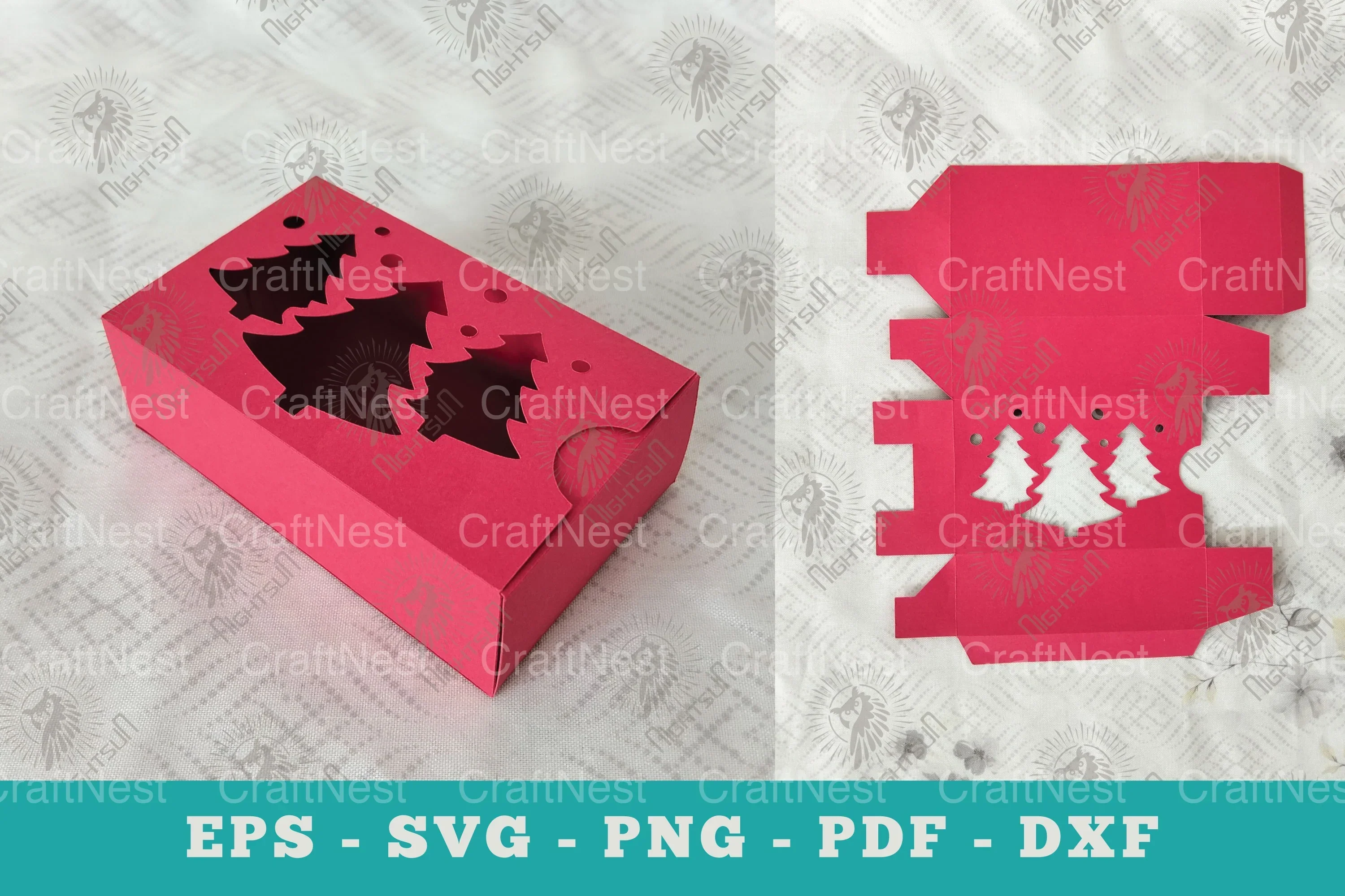 Tree Gift Box Papercut Craft Clipart Bundle