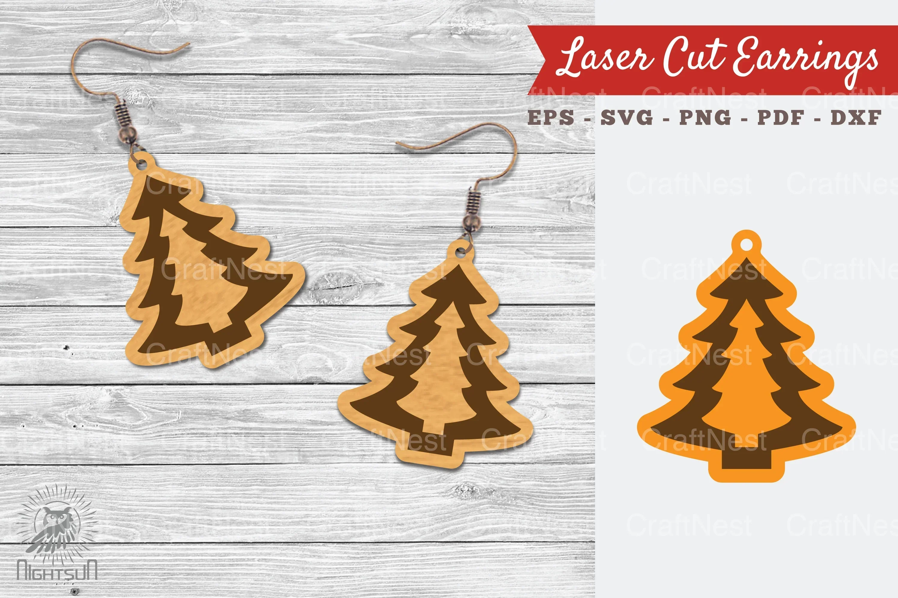 Tree Laser Cut Earrings SVG Bundle