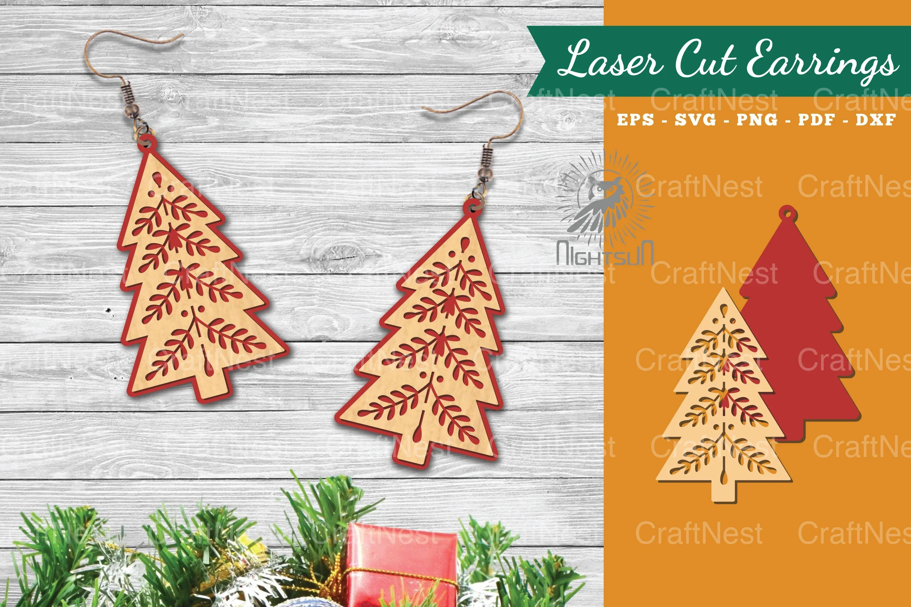 Tree Laser Cut Earrings SVG Bundle